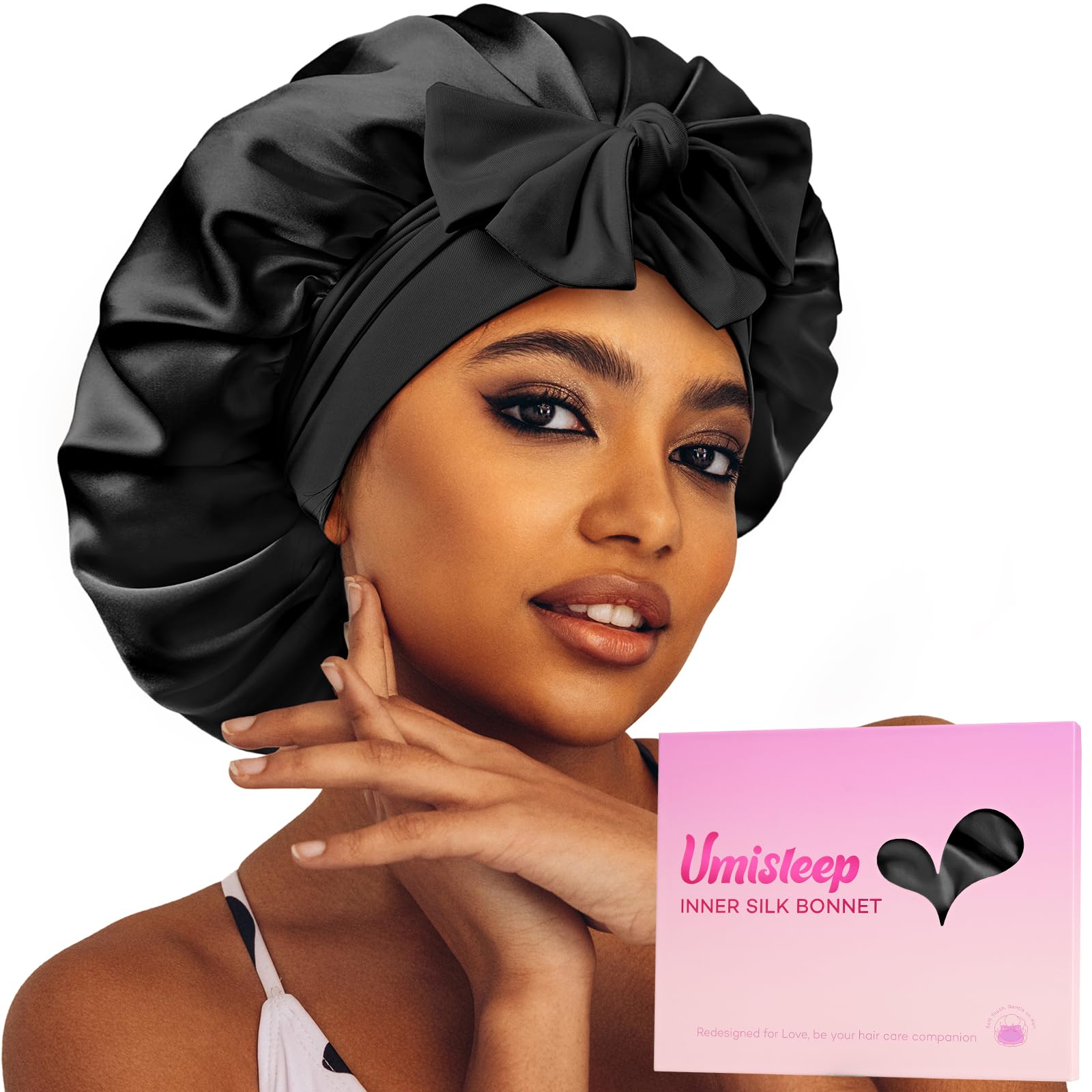 Umisleep Silk Bonnet – Mulberry Silk Lining, Large Hair Wrap for Curly & Long Hair