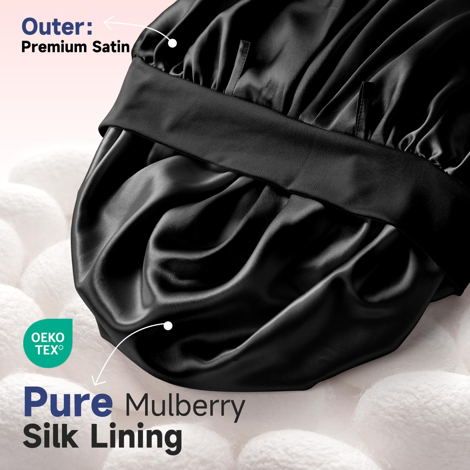 Umisleep Silk Bonnet – Mulberry Silk Lining, Large Hair Wrap for Curly & Long Hair