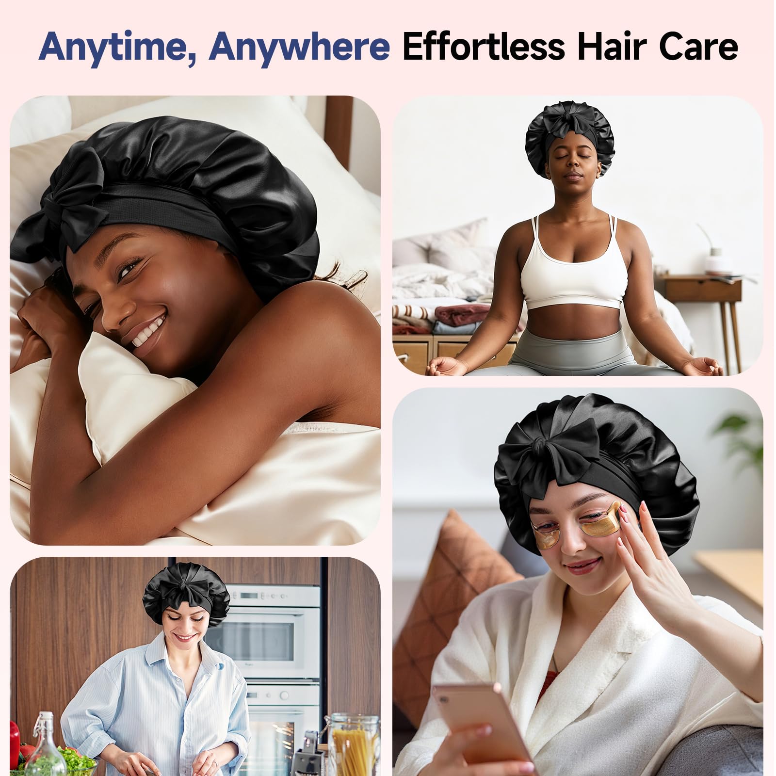 Umisleep Silk Bonnet – Mulberry Silk Lining, Large Hair Wrap for Curly & Long Hair
