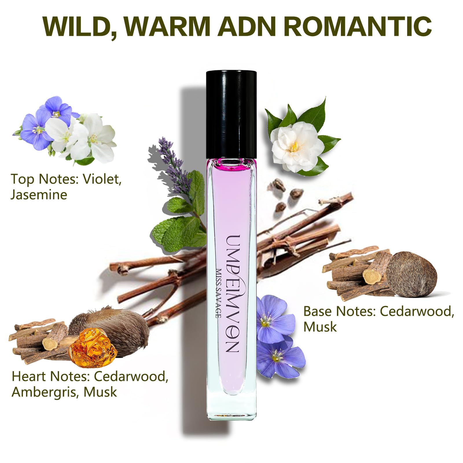 Umpeimvon 3-Piece Roll-On Perfume Oils for Women – Long-Lasting Fragrances, Travel Size 0.33 fl oz