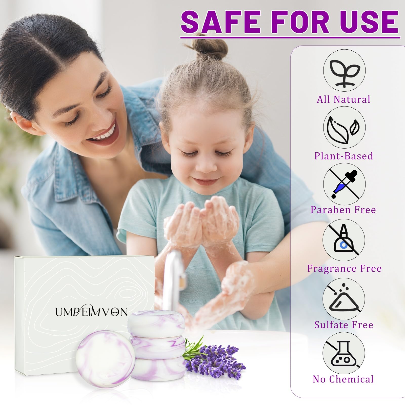 Umpeimvon Lavender Soap 14-Pack Travel Mini Bars – Handmade with Shea & Olive Oil