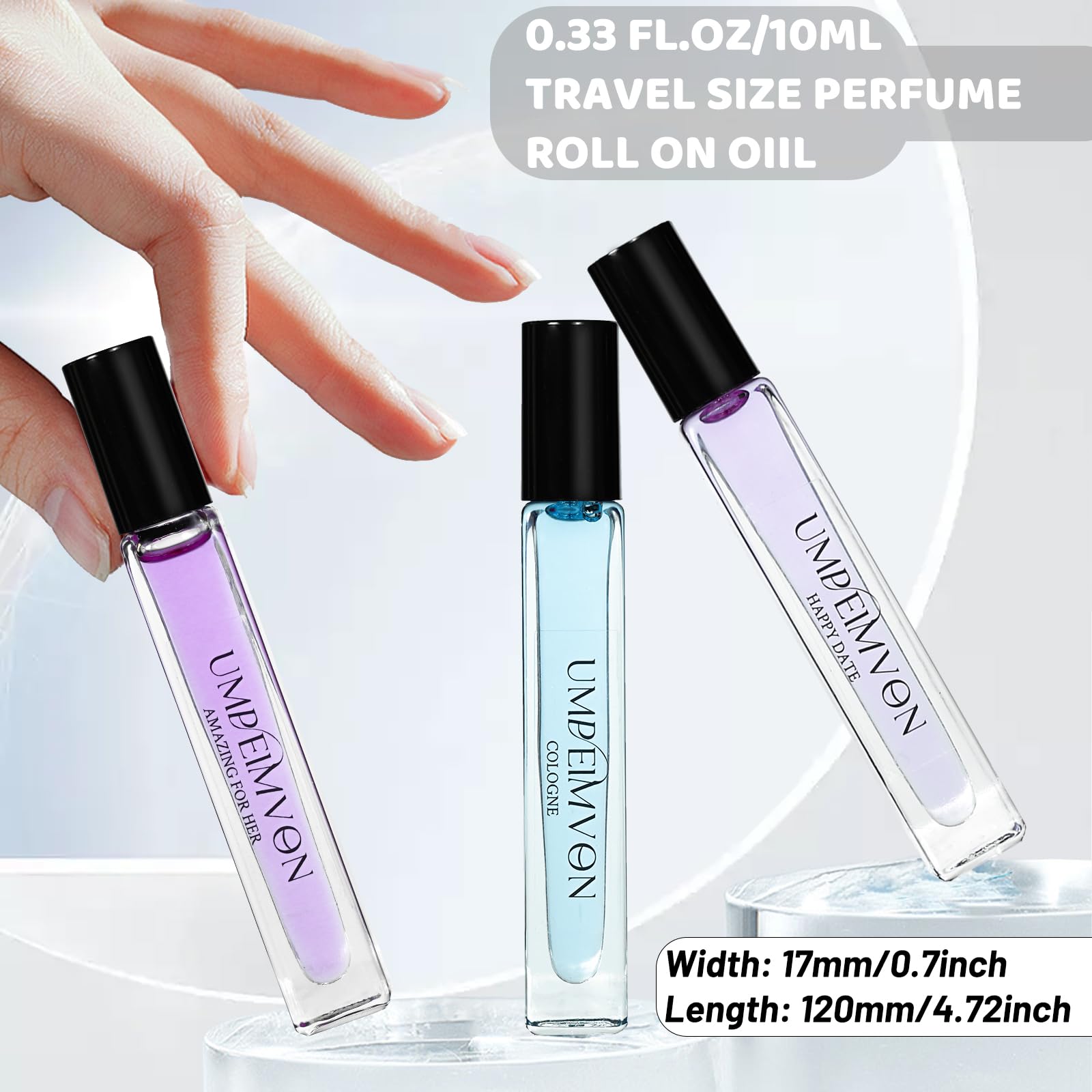 Umpeimvon Roll-On Perfume Oils for Women – Long-Lasting Fragrance, 3-Pack Travel Size 0.33 fl oz
