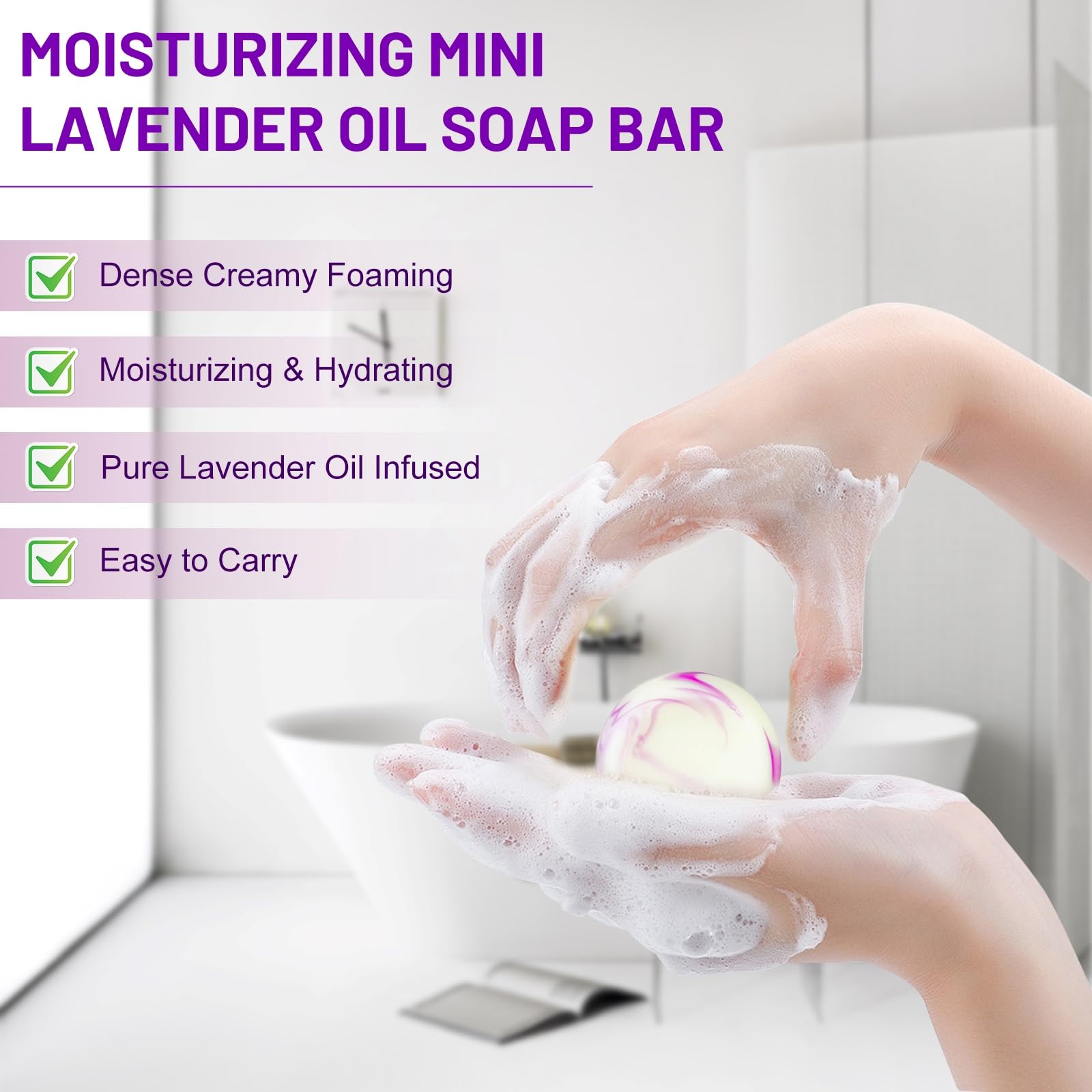 Umpeimvon Lavender Soap 14-Pack Travel Mini Bars – Handmade with Shea & Olive Oil