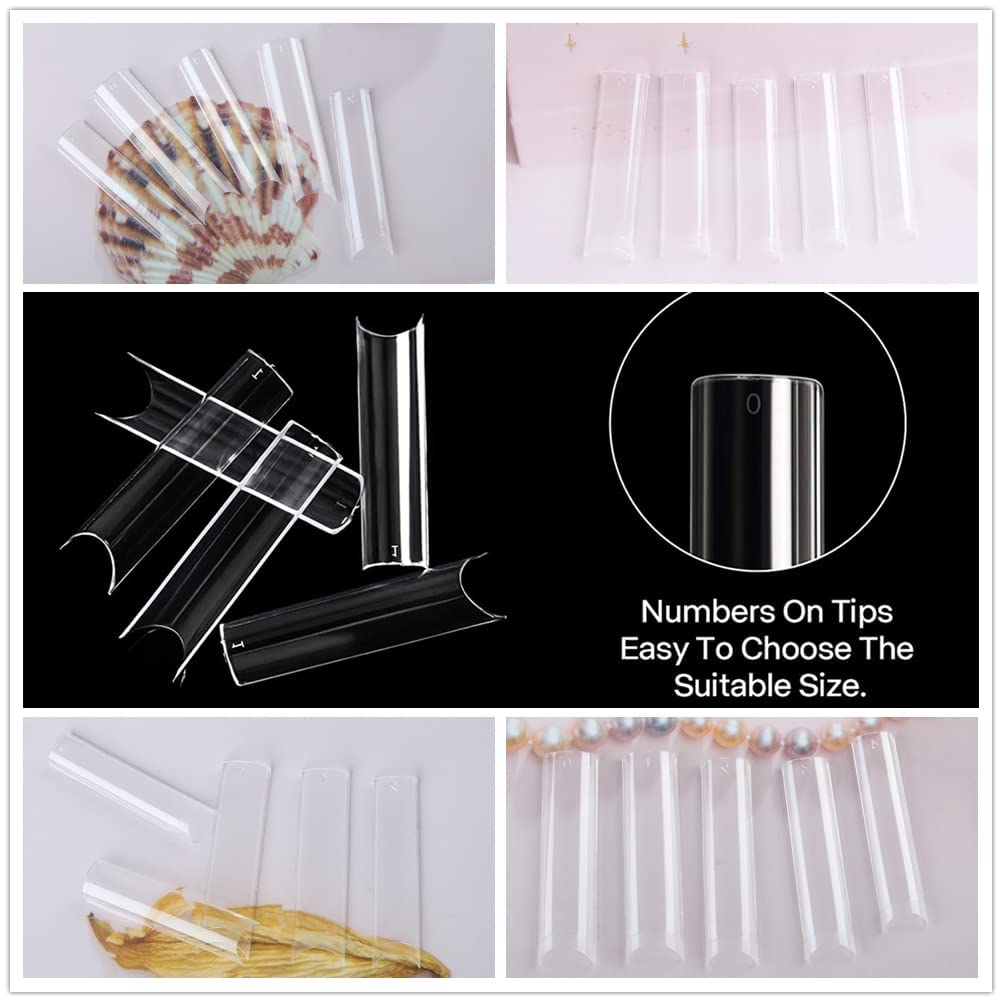 UNA GELLA Tapered Square Nail Tips XXL – 216 Pcs, No C Curve, DIY Home Mani