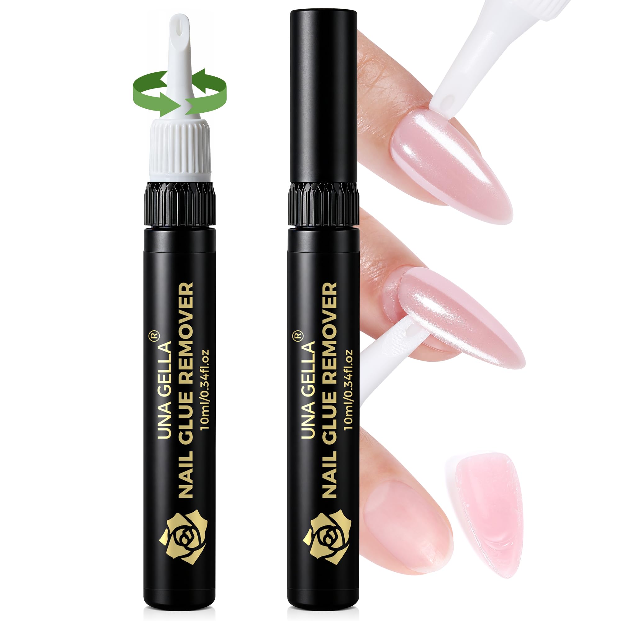 UNA GELLA Nail Glue Remover for Press-On Nails – Gentle, Non-Acetone, 2x10ml