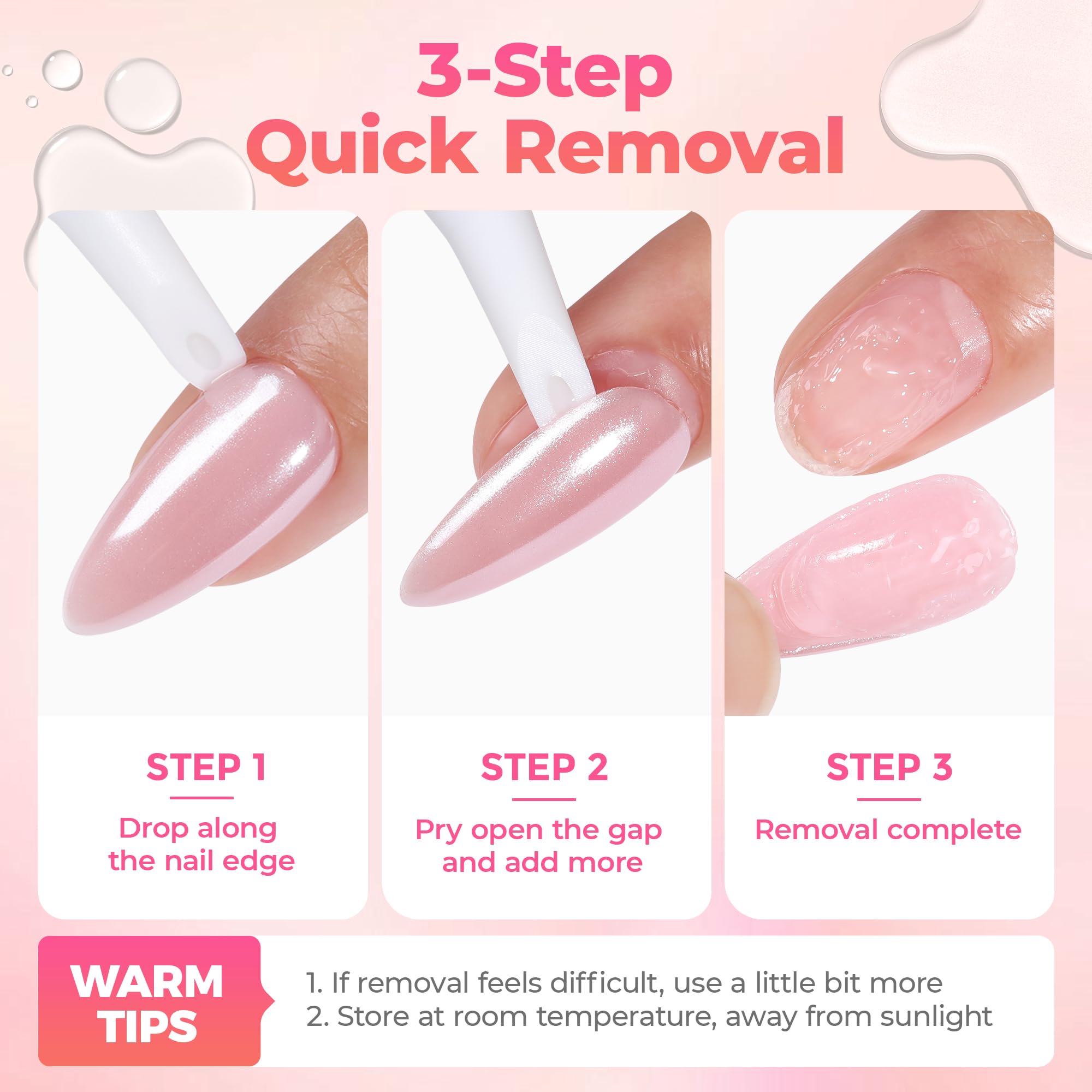 UNA GELLA Nail Glue Remover for Press-On Nails – Gentle, Non-Acetone, 2x10ml