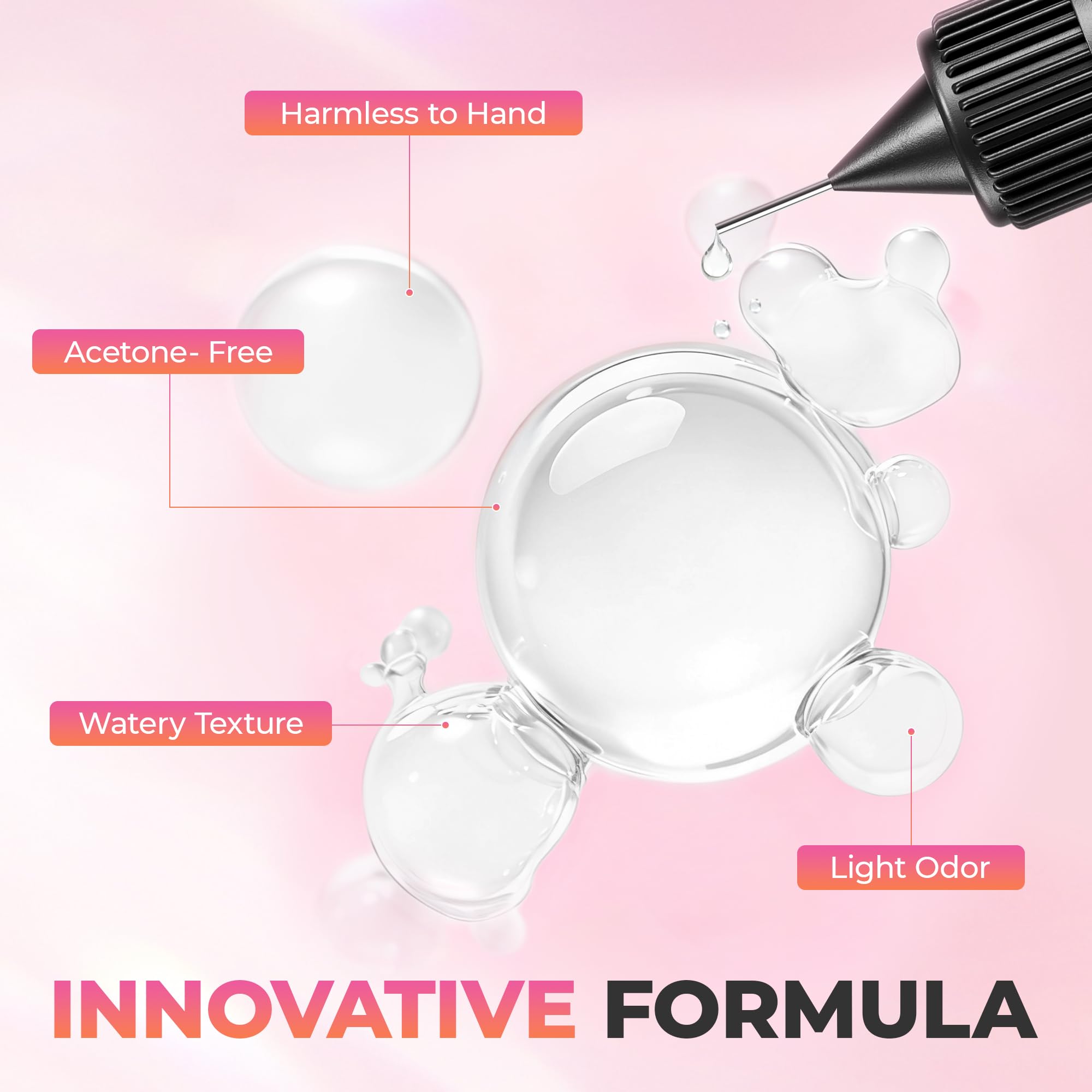 UNA GELLA Nail Glue Remover 20ml x 2 - Gentle, Non-Acetone for Press-On Nails with Crystal Sticks