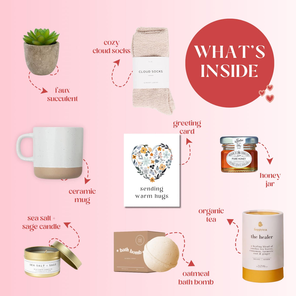 Unboxme Gifts Luxe Get Well Gift Box for Women | Organic Self-Care Basket with Tea, Bath Bomb & Cozy Socks