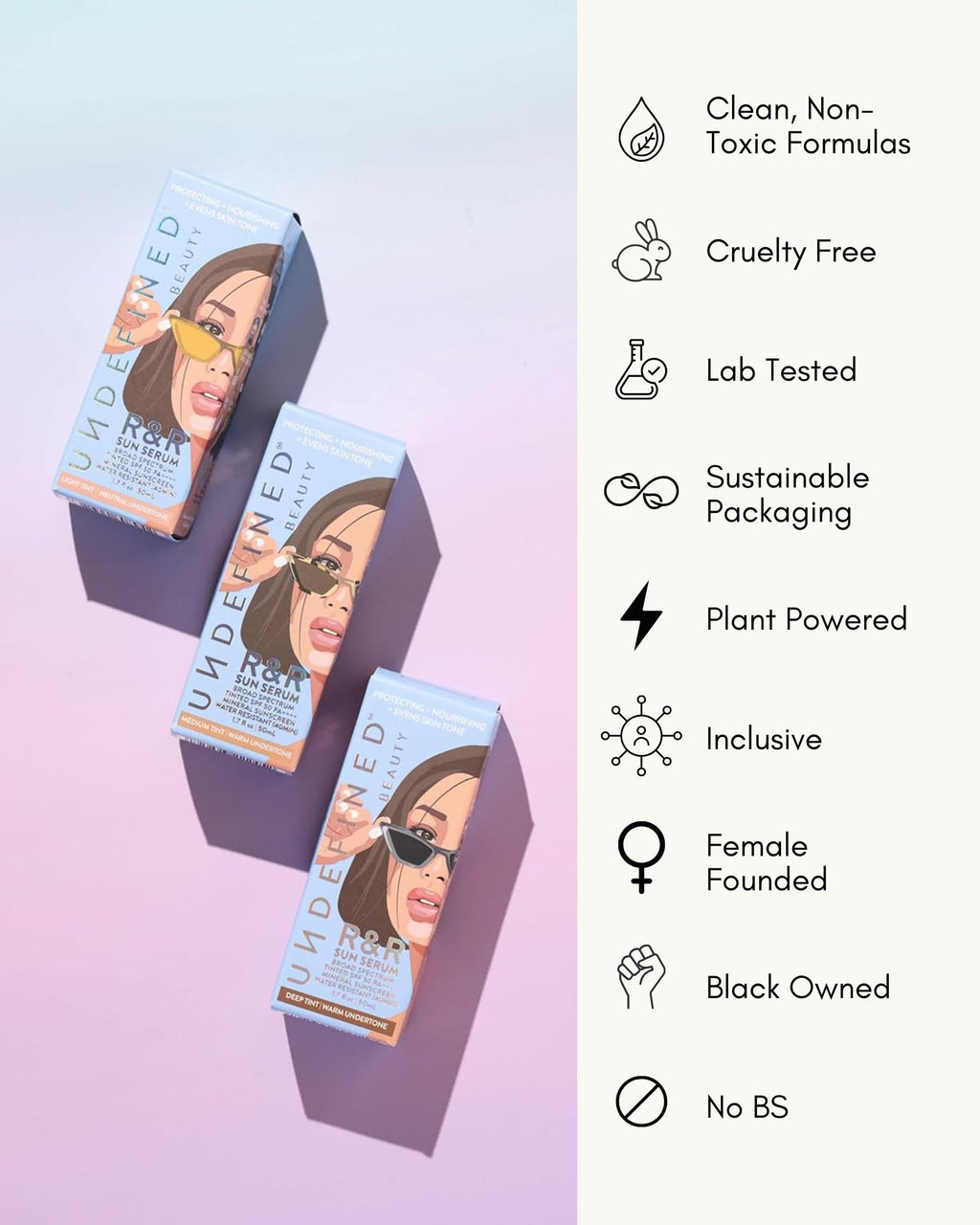 Undefined Beauty R&R Sun Serum SPF 50 PA++++ – Tinted Mineral Sunscreen (Deep Tint)