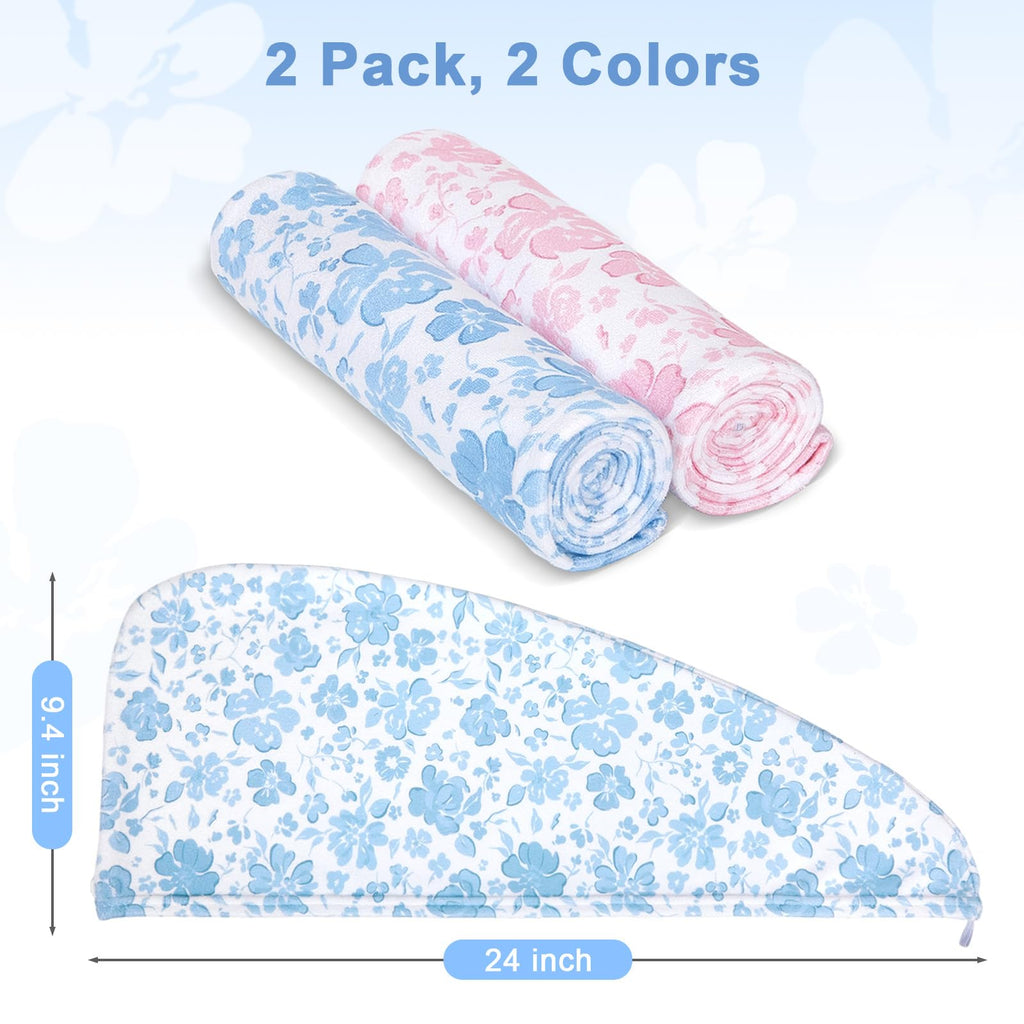 Unicorn Castle Kids Microfiber Hair Towel 2-Pack – Quick-Dry & Secure-Fit
