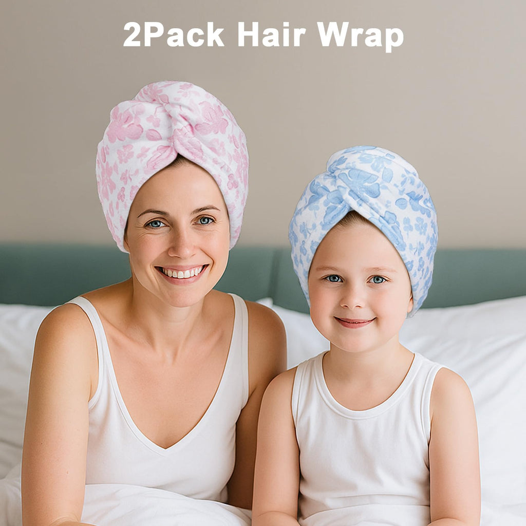 Unicorn Castle Kids Microfiber Hair Towel 2-Pack – Quick-Dry & Secure-Fit