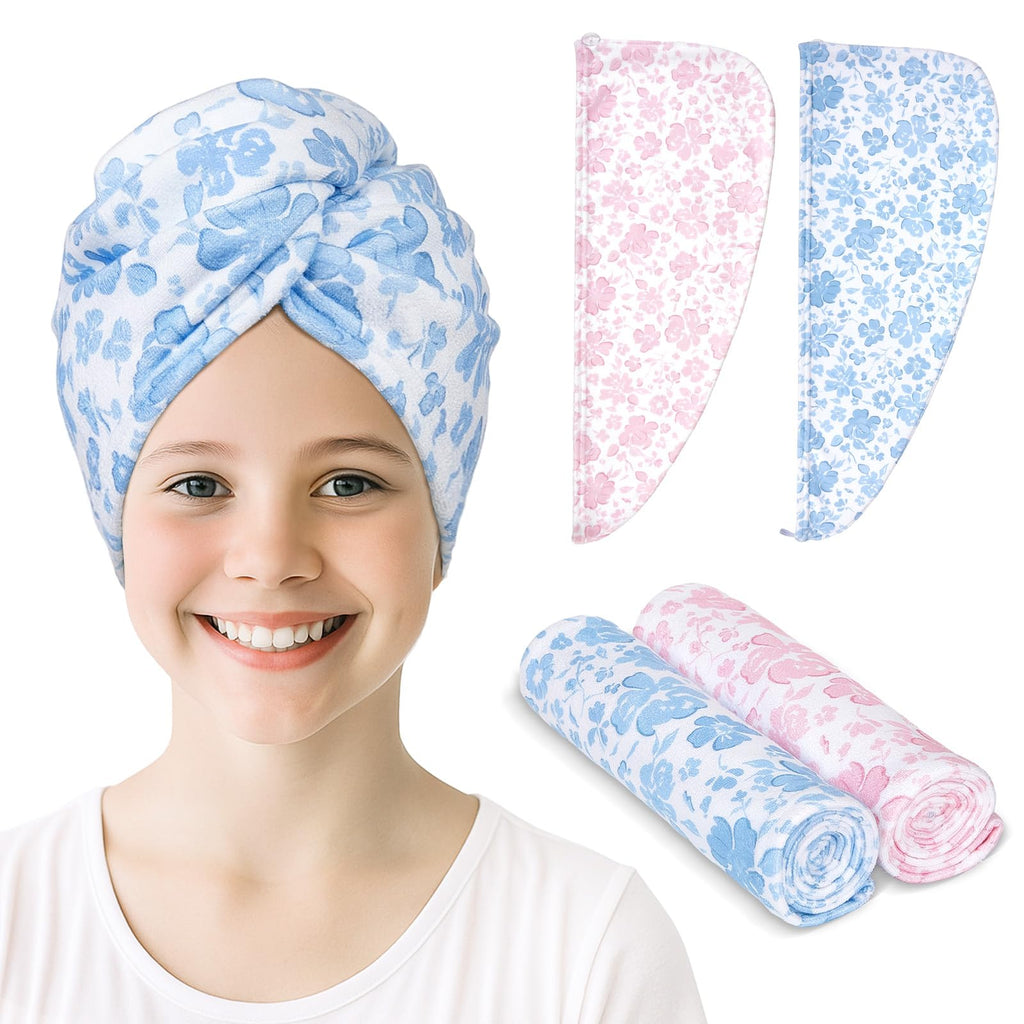 Unicorn Castle Kids Microfiber Hair Towel 2-Pack – Quick-Dry & Secure-Fit