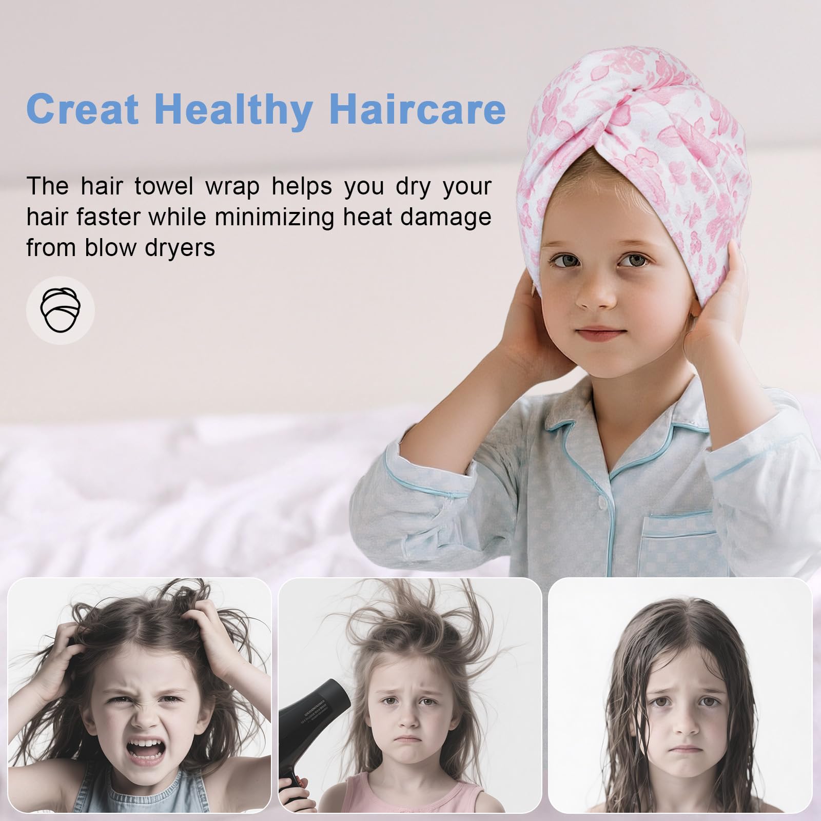 Unicorn Castle Kids Microfiber Hair Towel 2-Pack – Quick-Dry & Secure-Fit