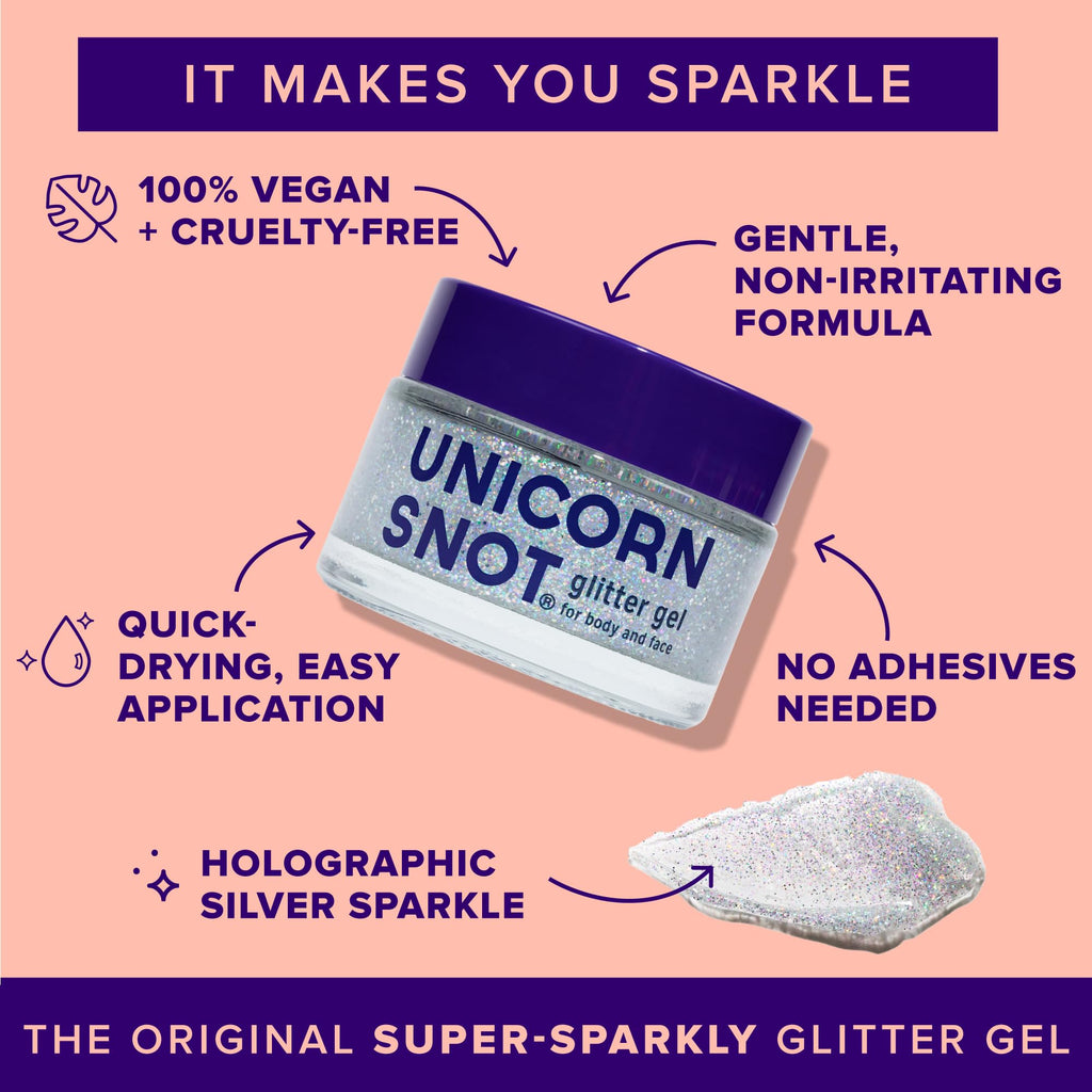 UNICORN SNOT Holographic Glitter Gel — Silver Disco, 1.7 oz (Vegan & Cruelty-Free)