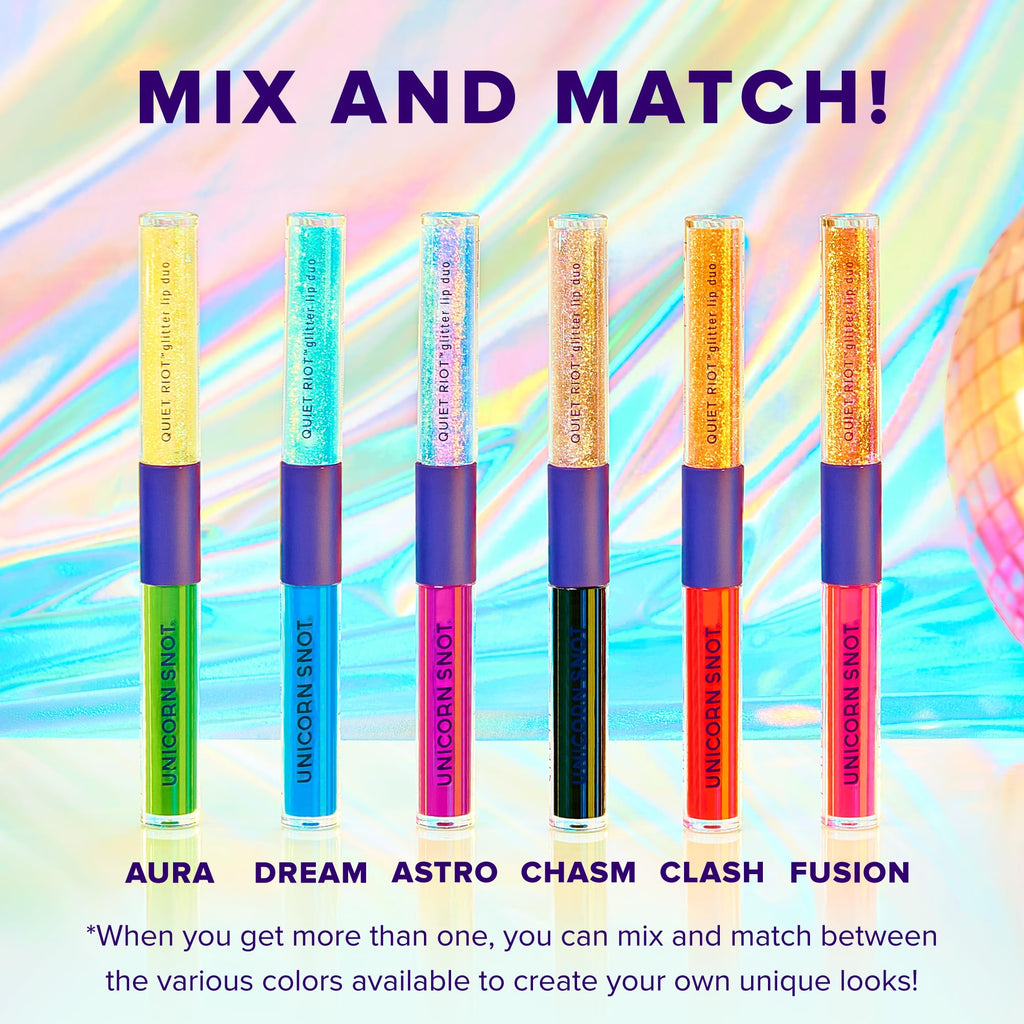 UNICORN SNOT Quiet Riot Glitter Lip Duo | 2-in-1 Matte Lipstick & Plastic-Free Glitter (Chasm) – 0.15oz Lipstick + 0.16oz Gloss