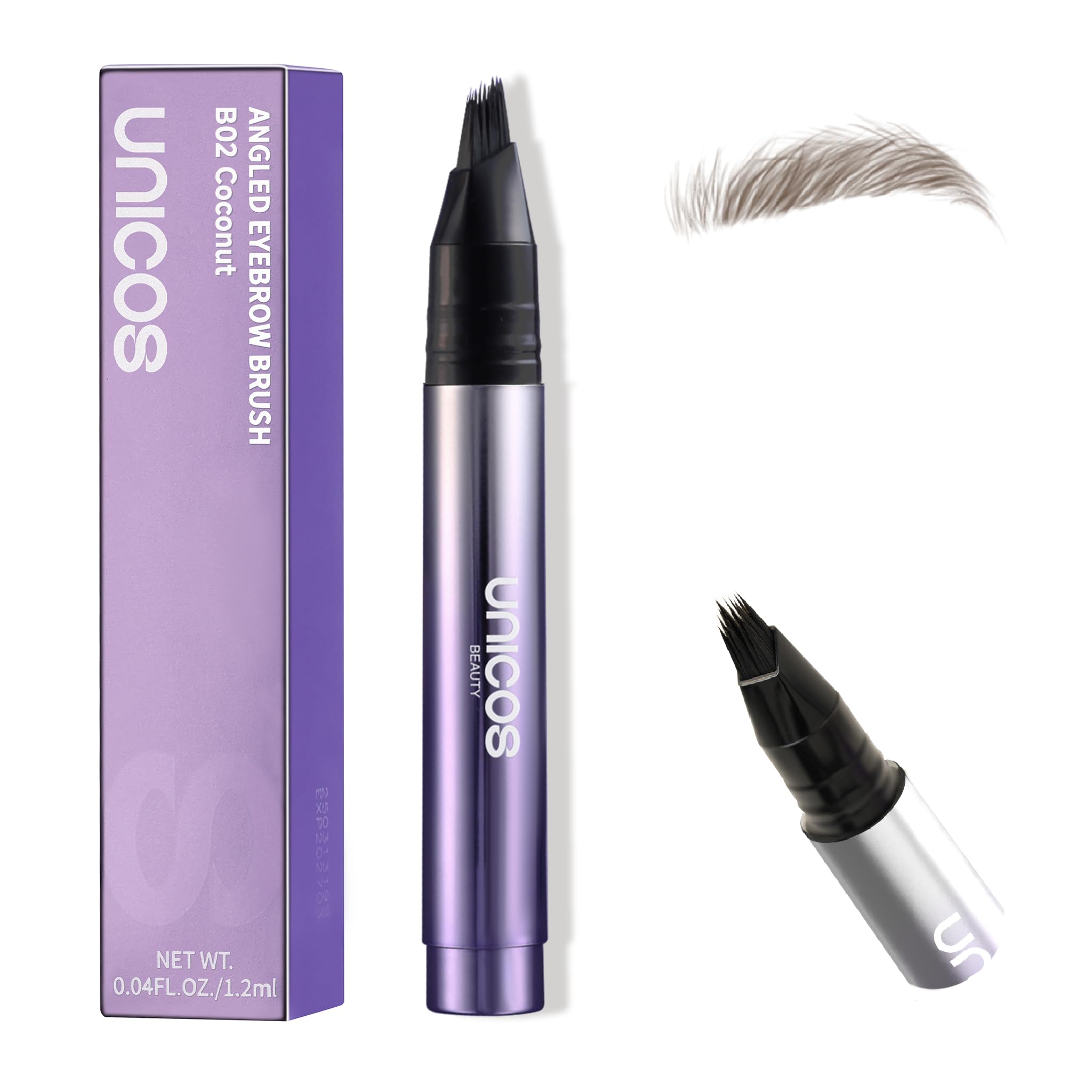 Unicos Eyebrow Pen with Angled Brush – Natural Hairlike Strokes, Waterproof