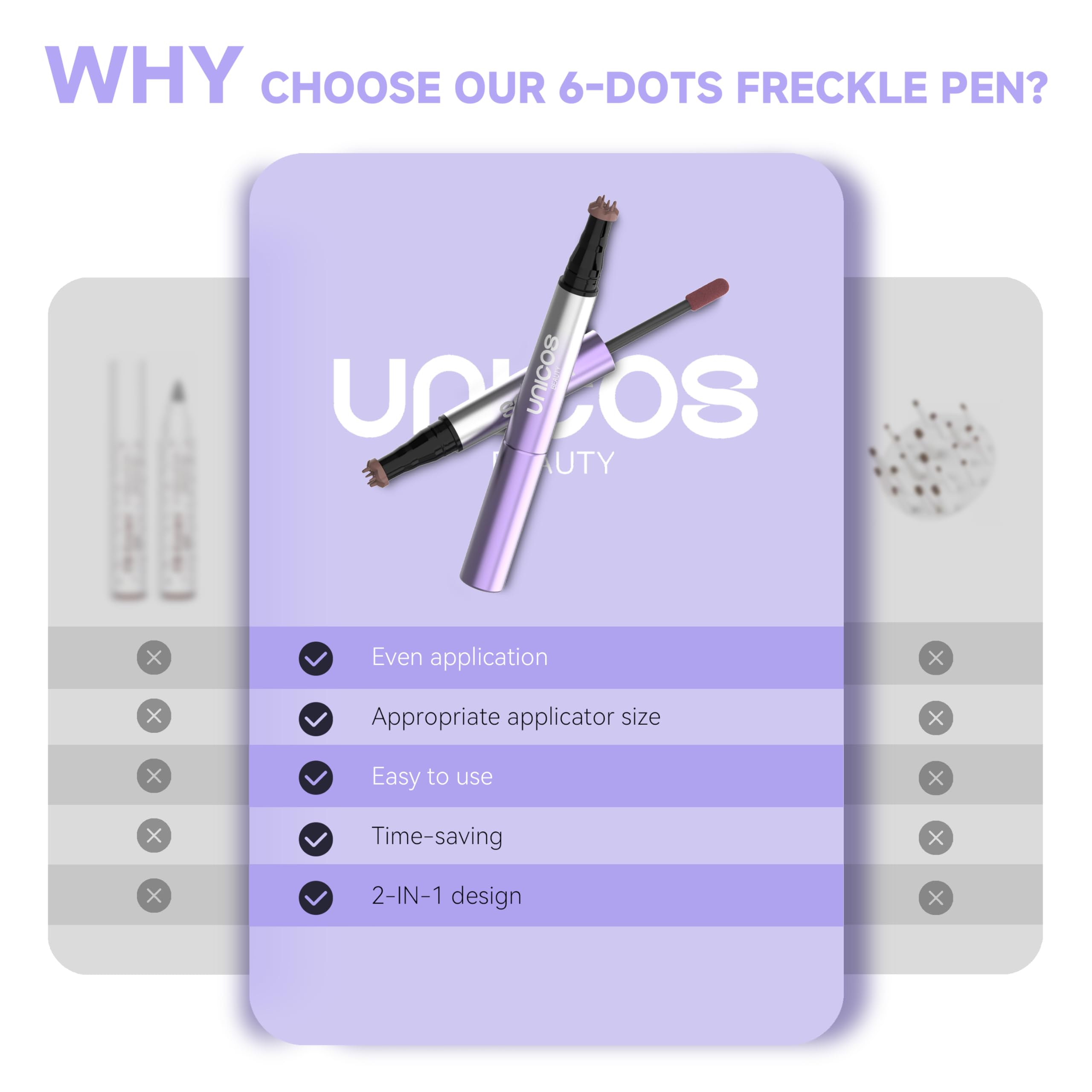 Unicos Freckle Stamp – 2-in-1 Freckle Pen with Blush, Natural Look, Quick-Dry & Waterproof