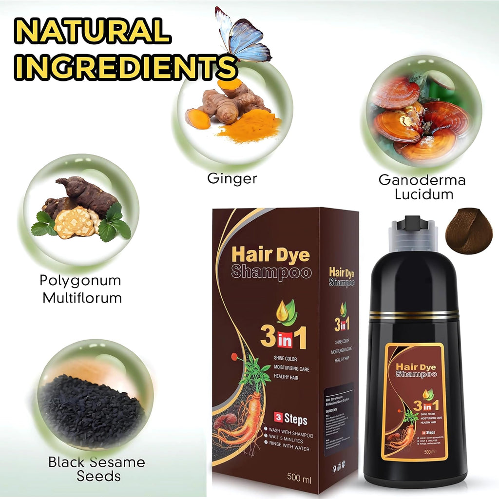 UniNestia Chestnut Brown Hair Dye Shampoo 3-in-1 – Quick Semi-Permanent Gray Coverage