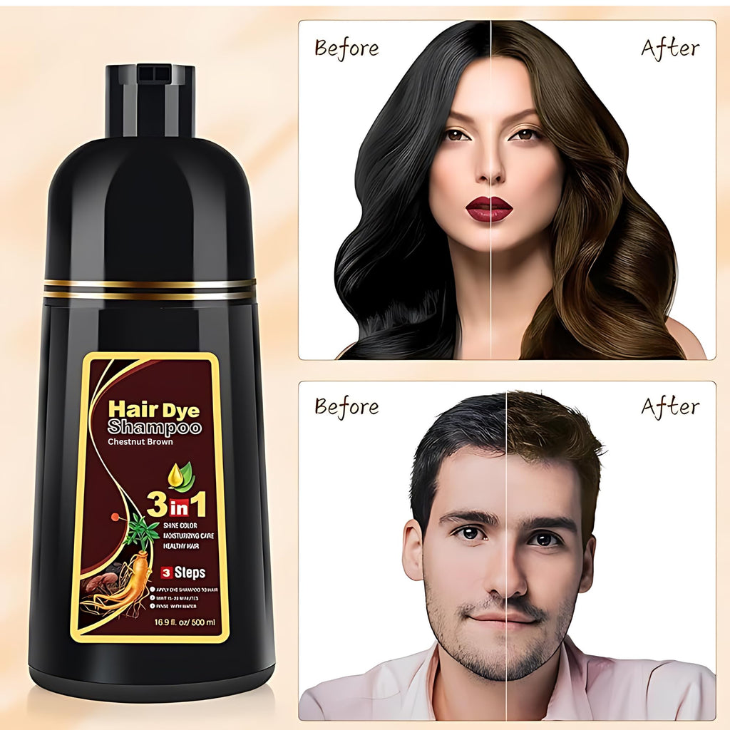 UniNestia Chestnut Brown Hair Dye Shampoo 3-in-1 – Quick Semi-Permanent Gray Coverage