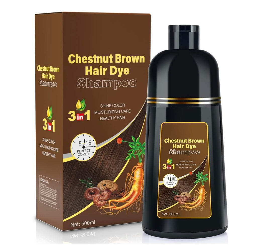 UniNestia Chestnut Brown Hair Dye Shampoo 3-in-1 – Quick Semi-Permanent Gray Coverage