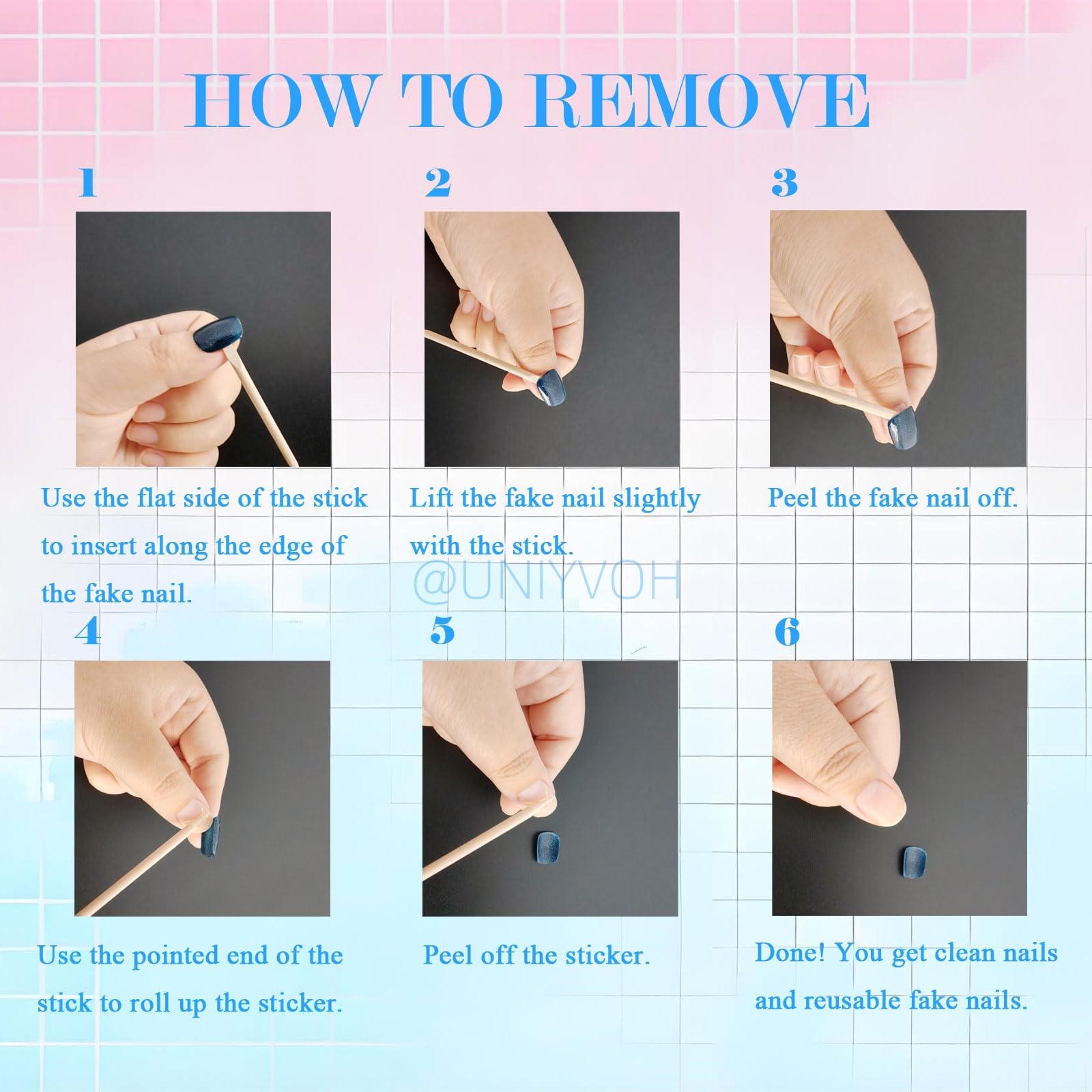 UNIYVOH Almond Press On Nails – Handmade Stiletto 3D Flower Design (Valentine Red French, Size S)