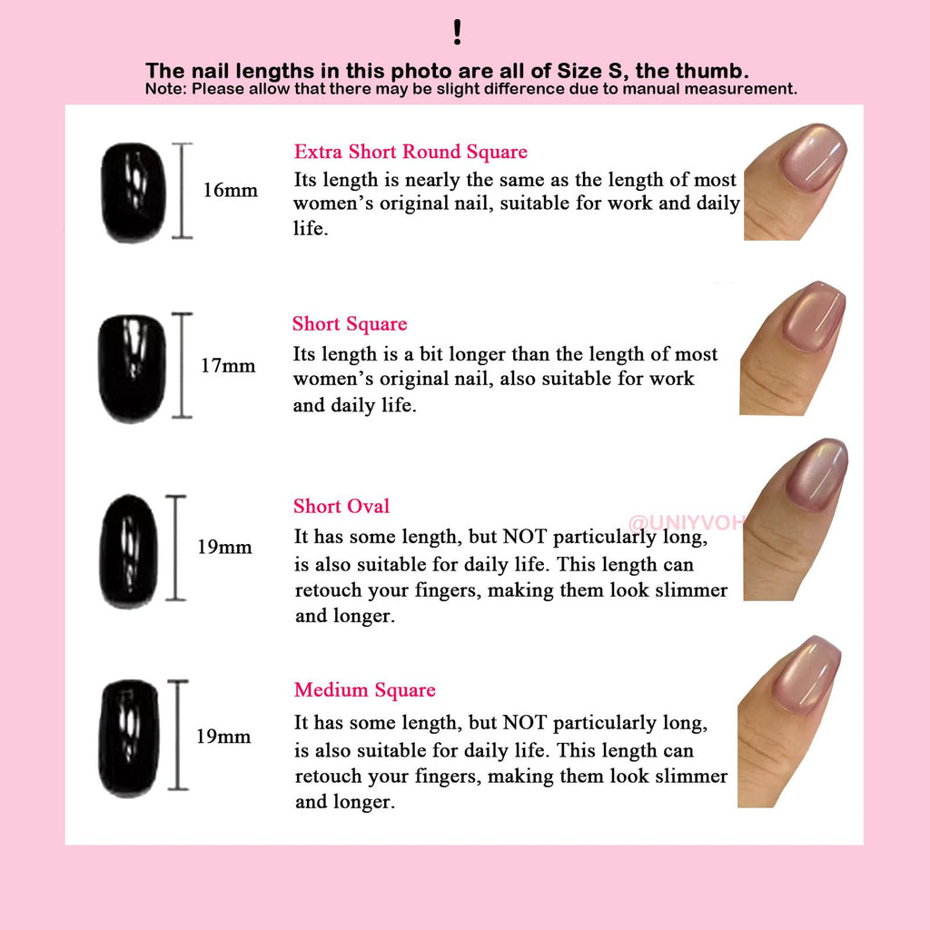 UNIYVOH Cat Eye Press On Nails – Aurora Night S | Handmade Short Oval, Square & Round