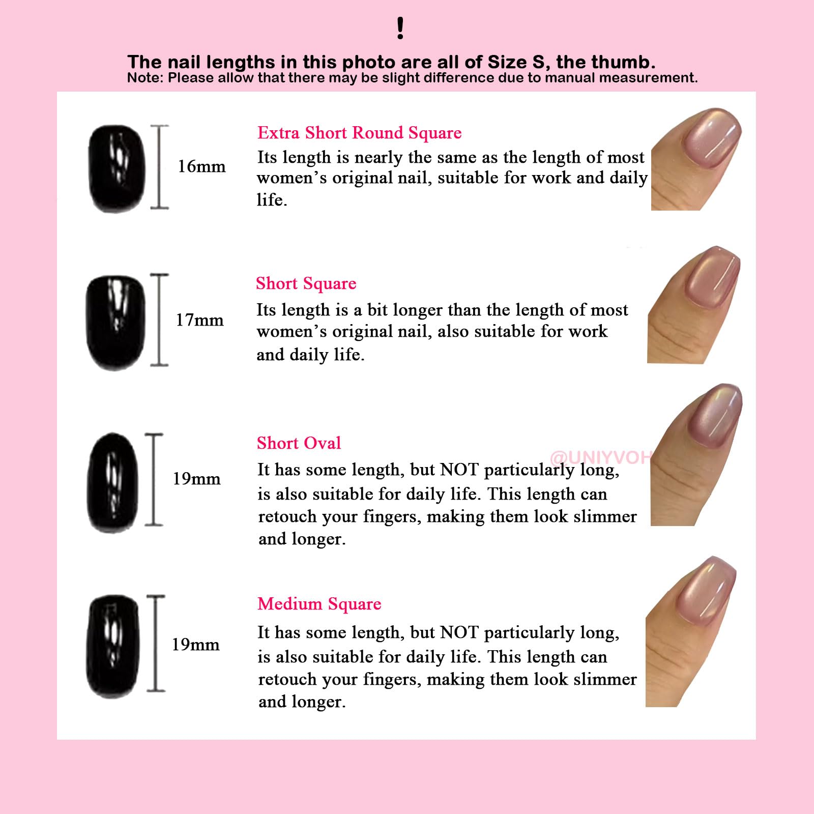 UNIYVOH Cat Eye Press On Nails – Aurora Night S | Handmade Short Oval, Square & Round
