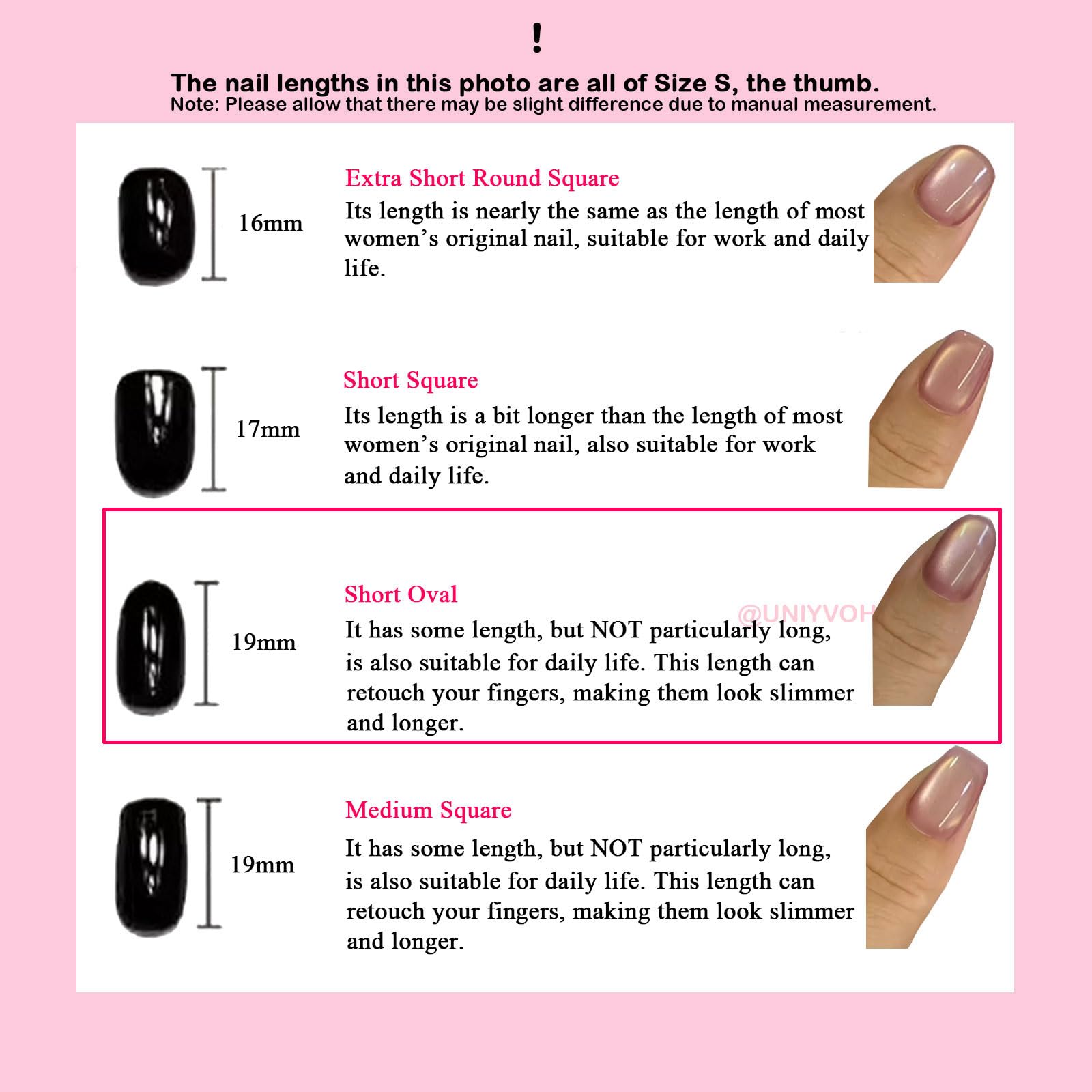 UNIYVOH Short/Medium Oval Glitter Press-On Nails with Cat Eye & Aurora Designs | Reusable False Nails
