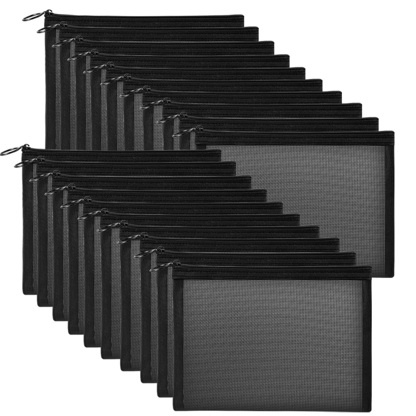 Unoutur 20 Pieces Mesh Pouch Set – Transparent Travel Makeup Bags with Zipper