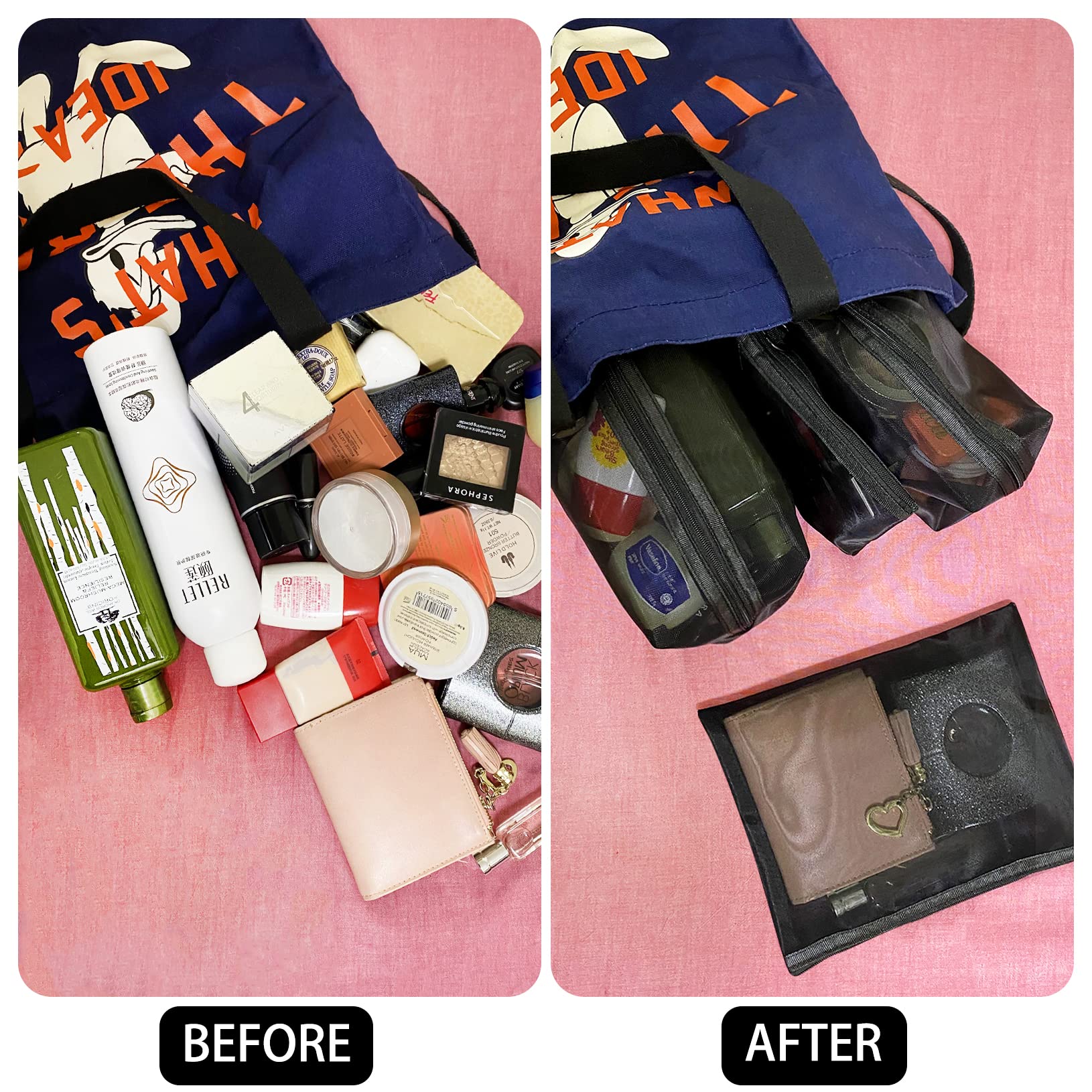 Unoutur 20 Pieces Mesh Pouch Set – Transparent Travel Makeup Bags with Zipper