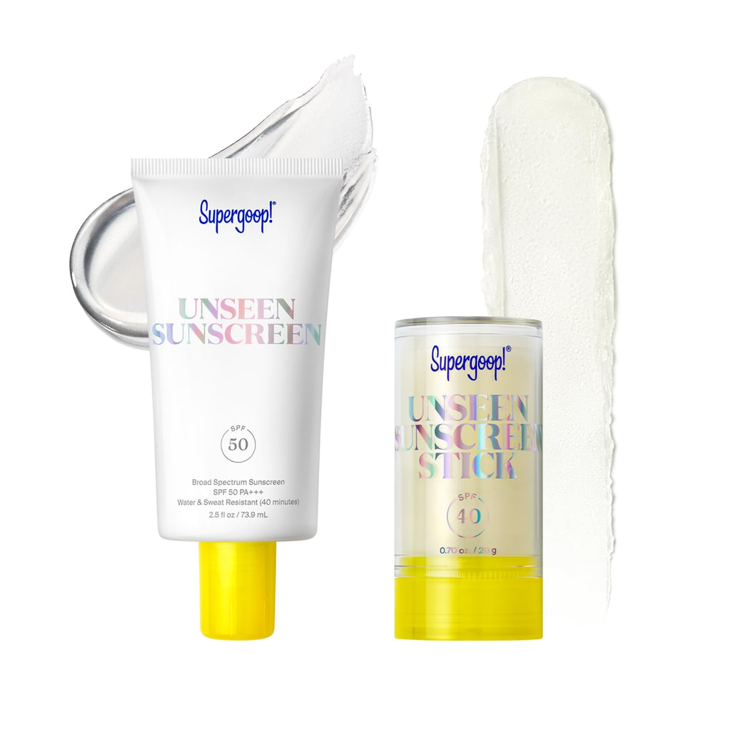 Supergoop! Invisible Icons SPF Set – Unseen Sunscreen SPF50 (2.5 oz) & Unseen Sunscreen Stick SPF40 (0.7 oz)