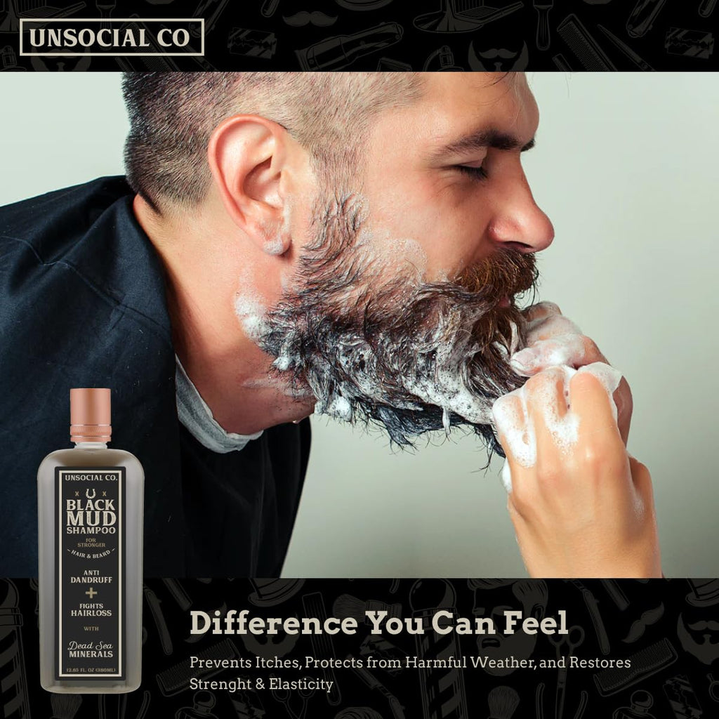 Unsocial Co. Shampoo – Thicker Hair & Beard Growth, Natural Ingredients, 12.85 Fl Oz