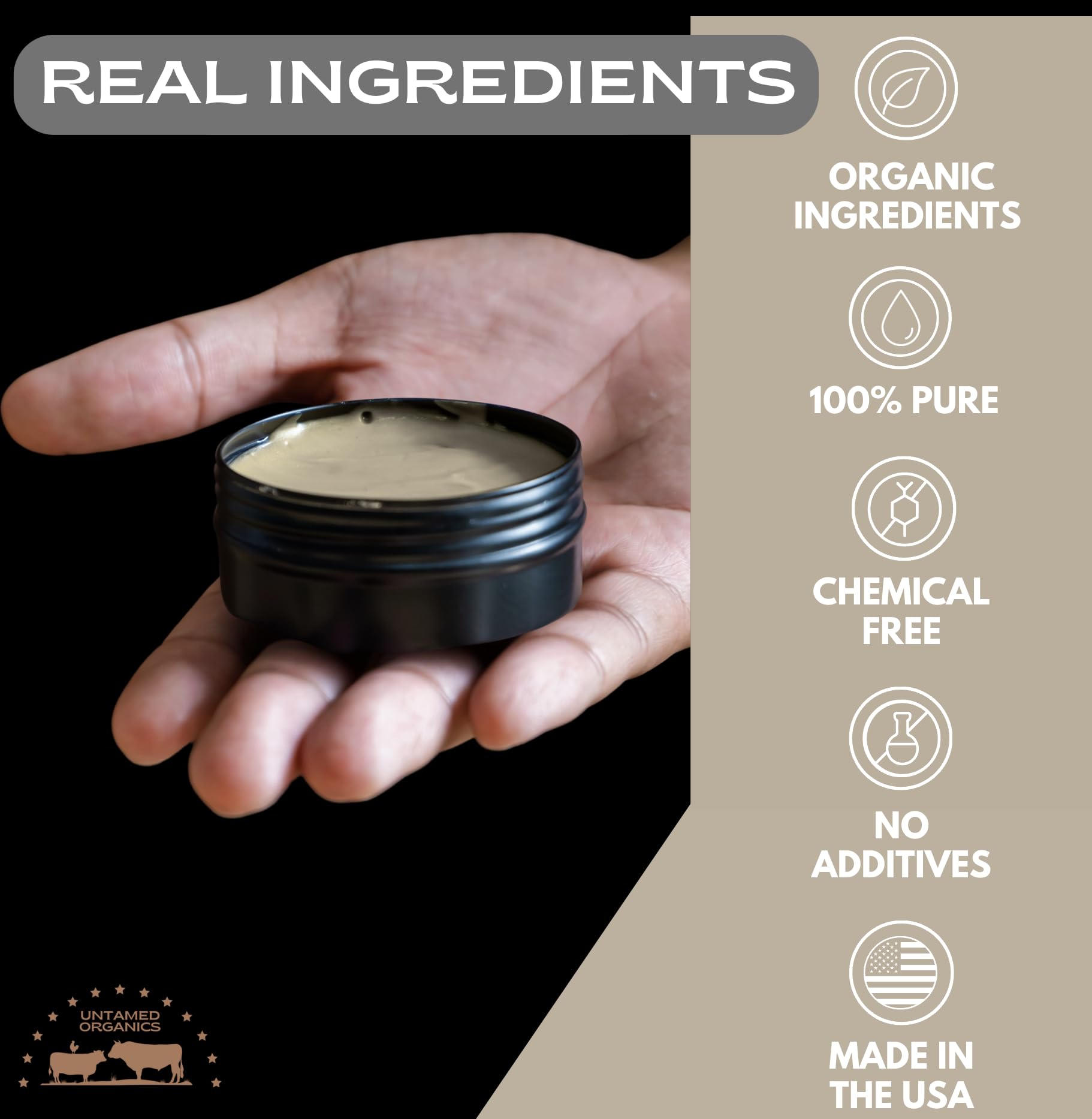 Untamed Organics Tallow Hair Clay | Medium Hold, Natural Finish | Grass-Fed Tallow Pomade | 2 FL. OZ.