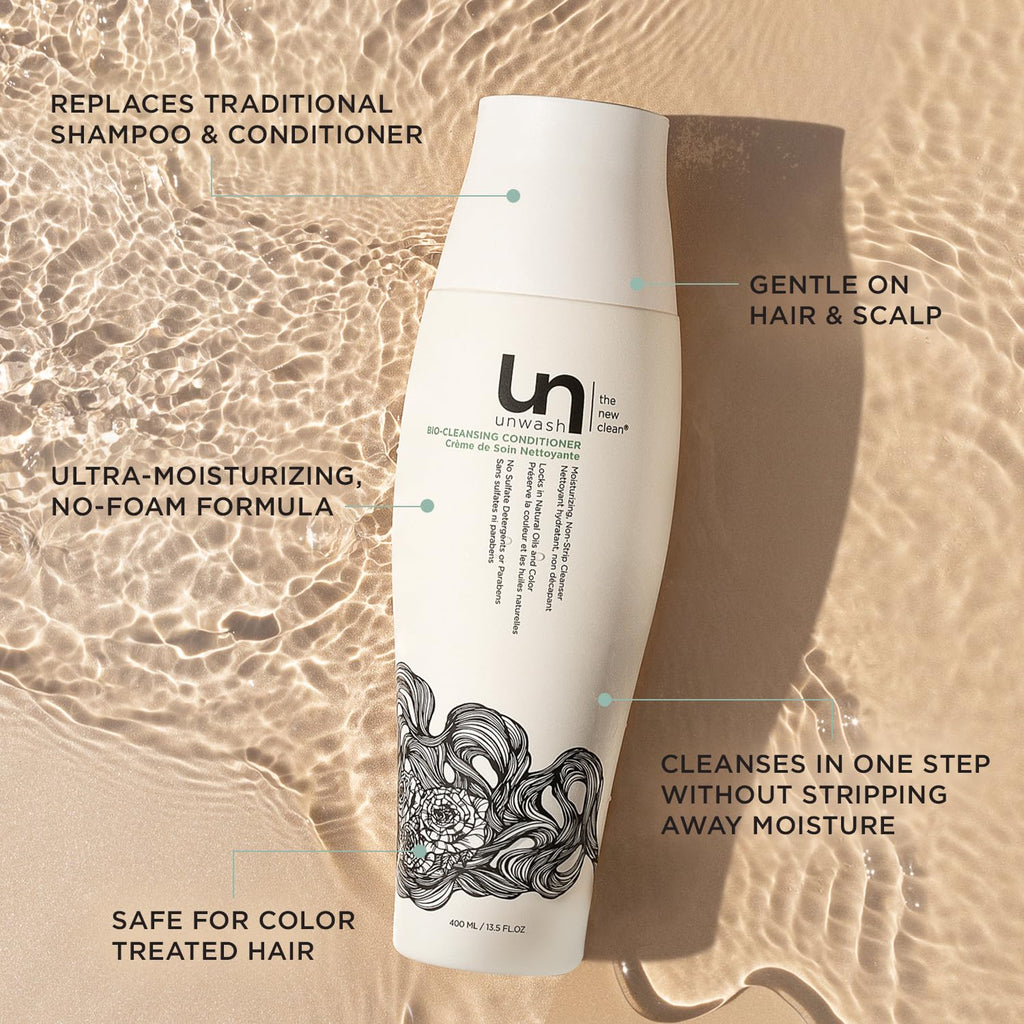 Unwash Bio-Cleansing Conditioner - Gentle Hydrating Co-Wash for Curly & Dry Hair | Sulfate & Paraben Free | 13.5 oz
