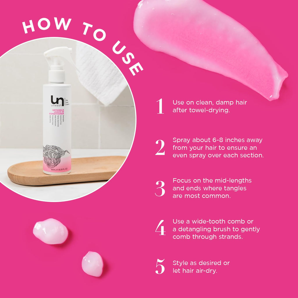 Unwash Untangle Leave-In Conditioner – Gentle Detangling, Frizz Control, Heat Protection | Vegan & Cruelty-Free