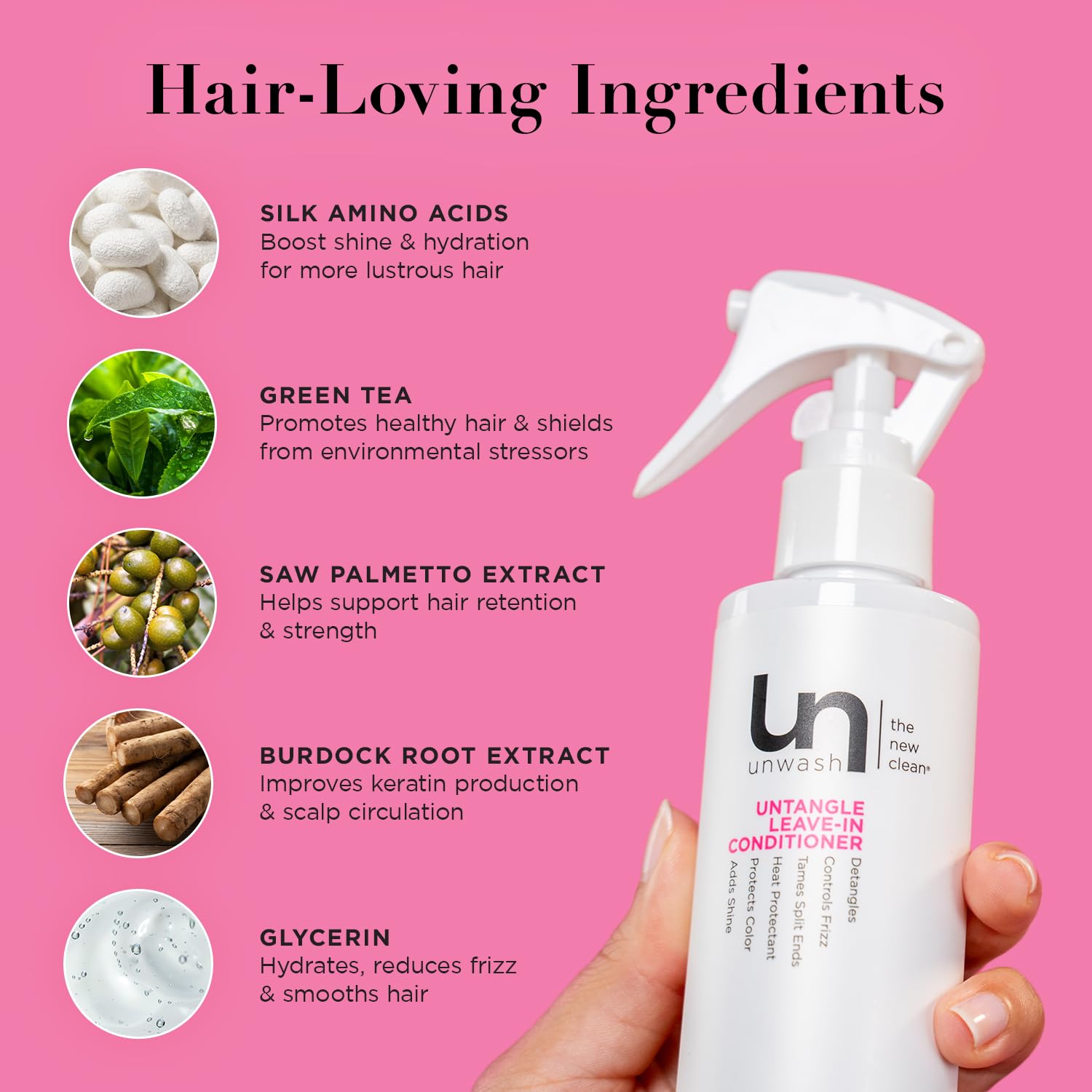 Unwash Untangle Leave-In Conditioner – Gentle Detangling, Frizz Control, Heat Protection | Vegan & Cruelty-Free