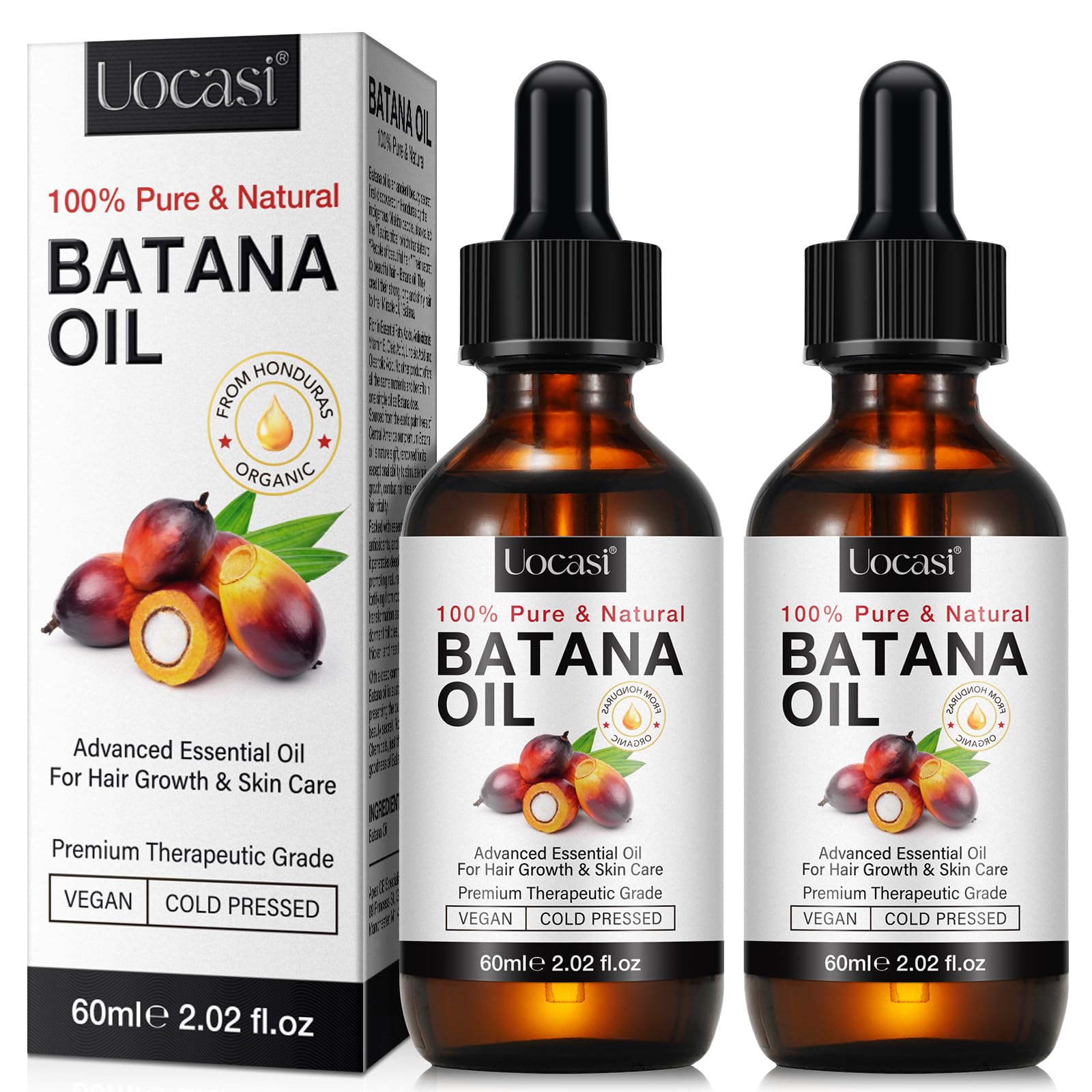 Uocasi Pure Batana Oil for Hair Growth – 2-Pack, Unrefined, 4.04 oz