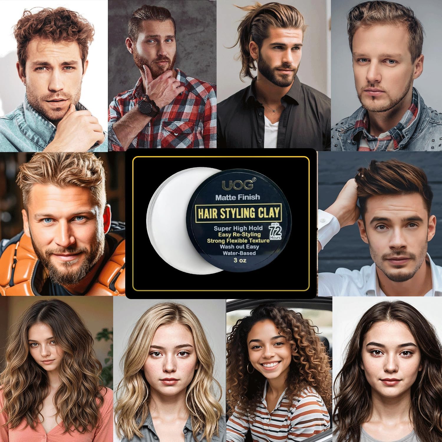UOG United One Hair Styling Clay – High Hold, Matte Finish, Wash-Out