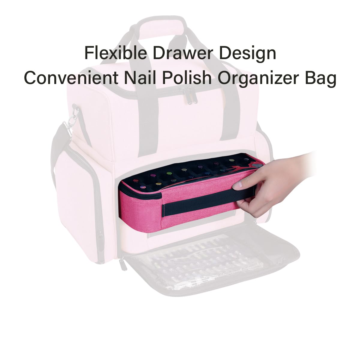 UOZL Small Clear Nail Polish Organizer – Holds 40 Bottles (15ml) Rose Red