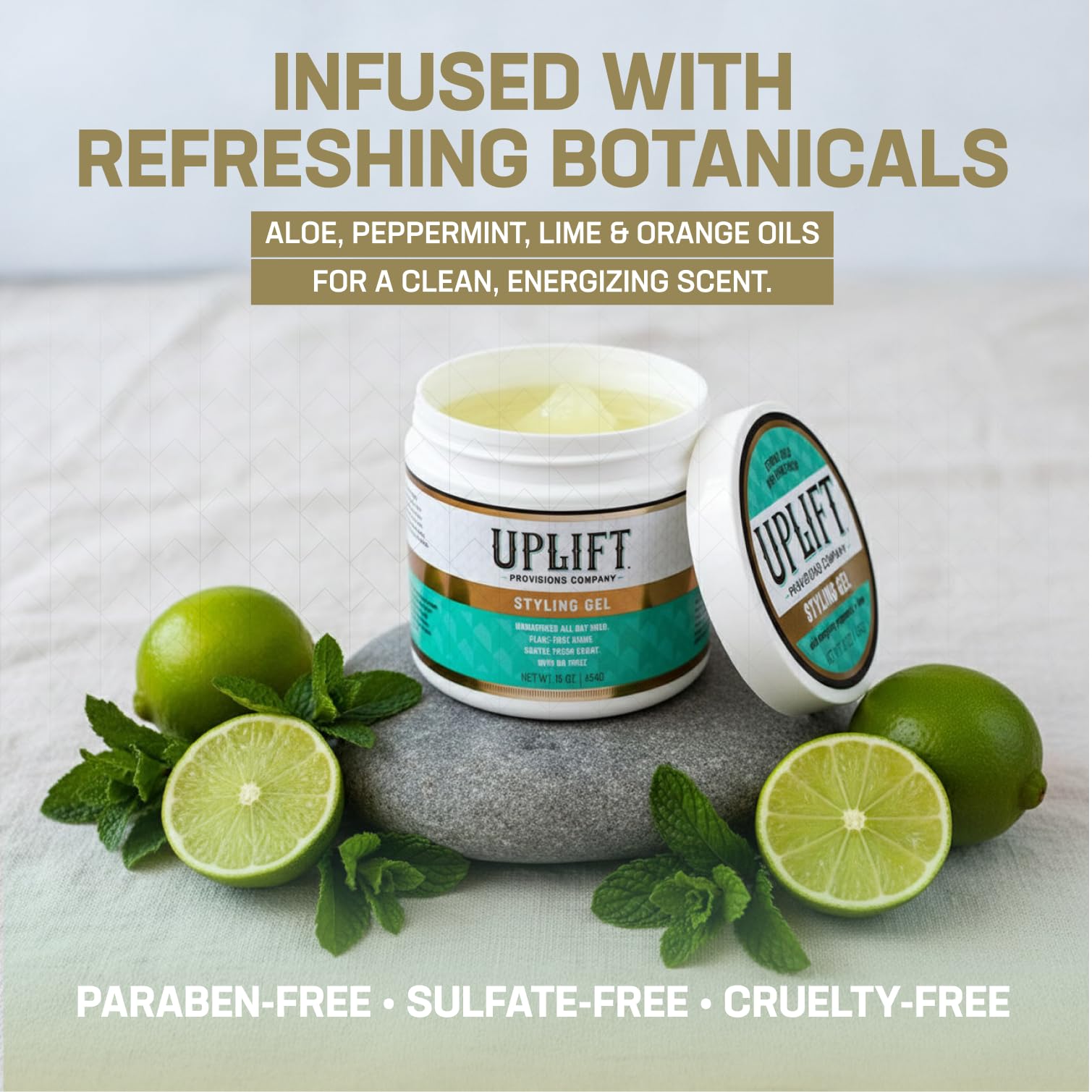 Uplift Provisions Styling Hair Gel – Strong Hold for All Hair Types, 16 oz