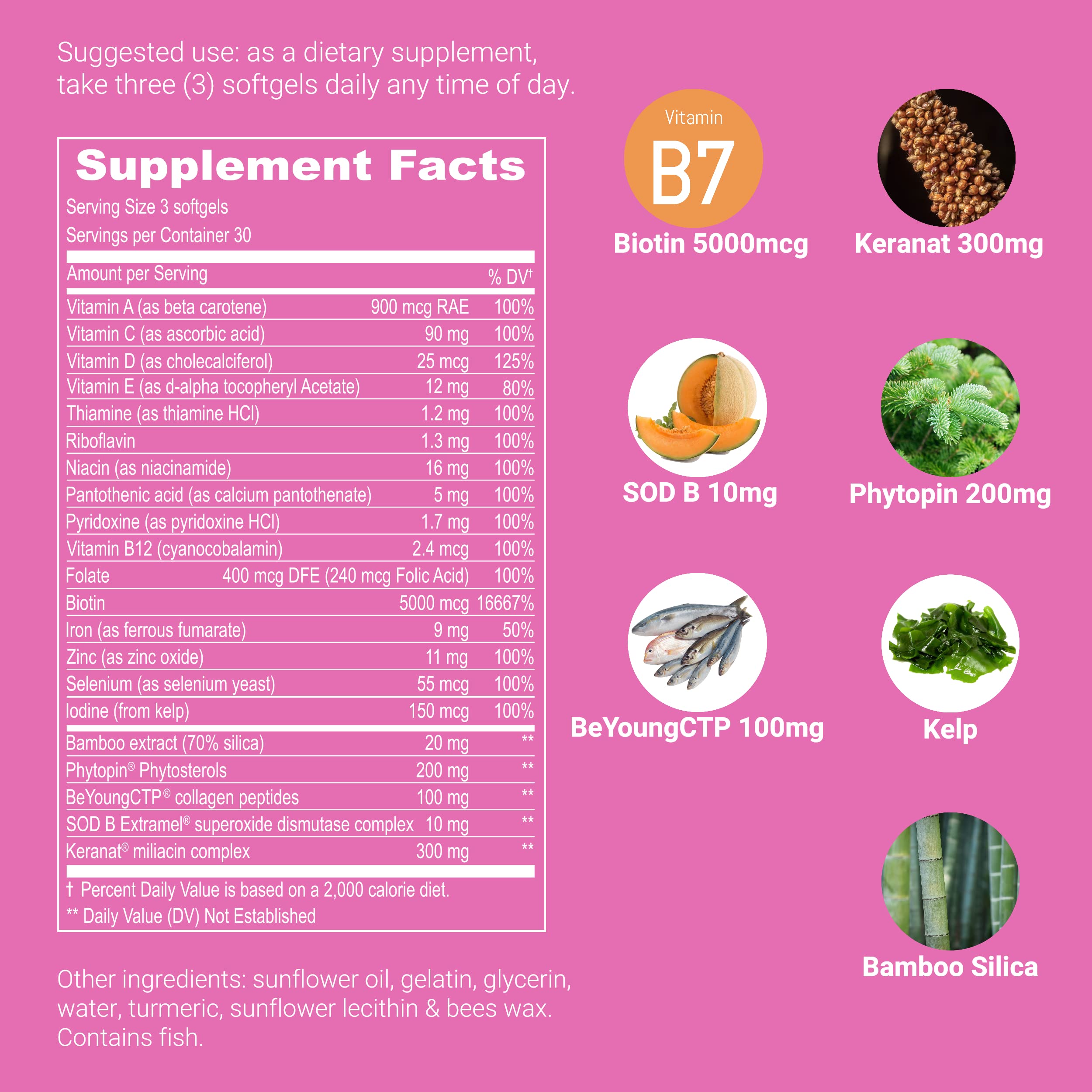 UpNourish Hair Growth Vitamins for Women – Keranat, DHT Blocker, Biotin 5000 mcg