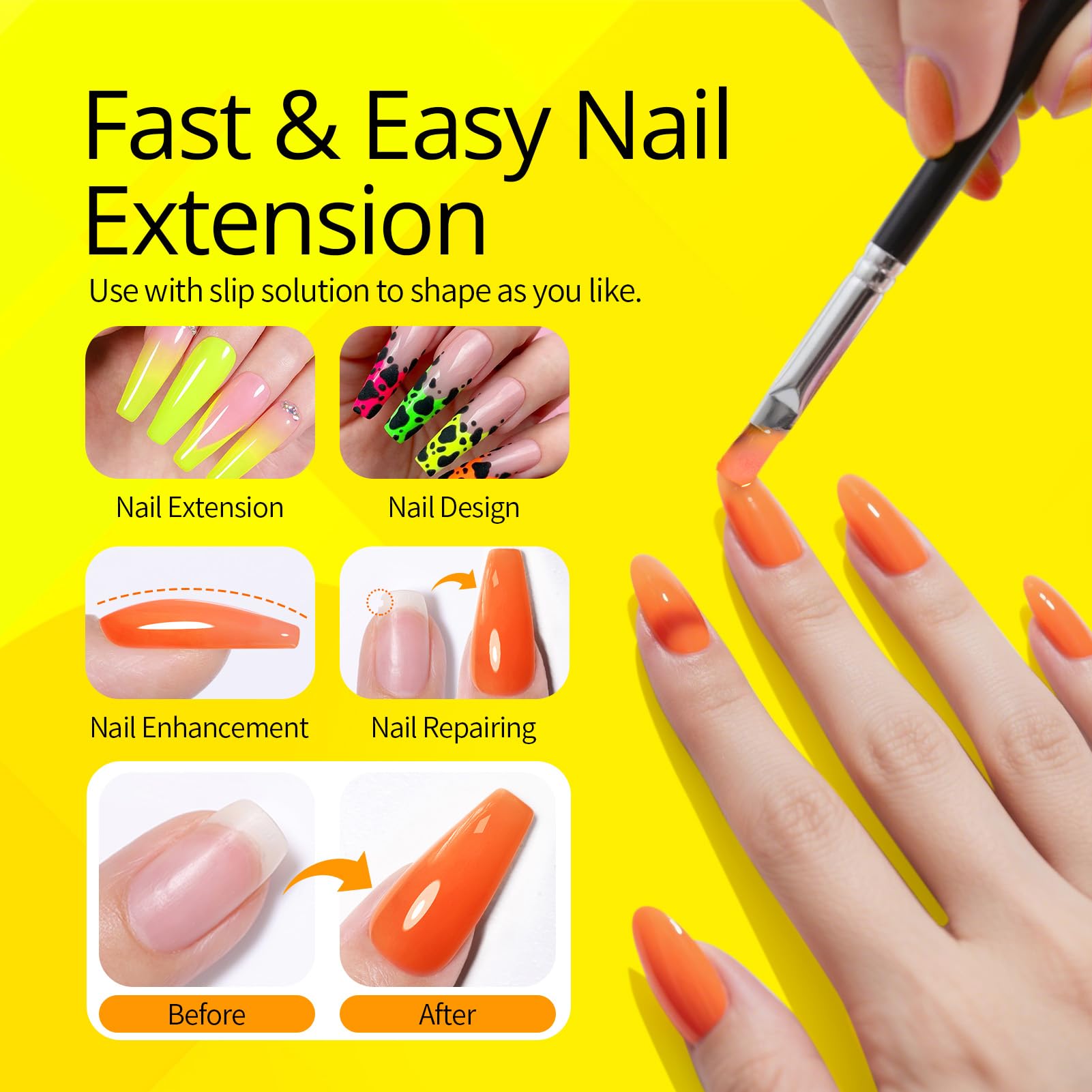 UR SUGAR Neon Poly Extension Gel Set - 6 Colors | Quick Build, Long-Lasting Gel Polish Kit