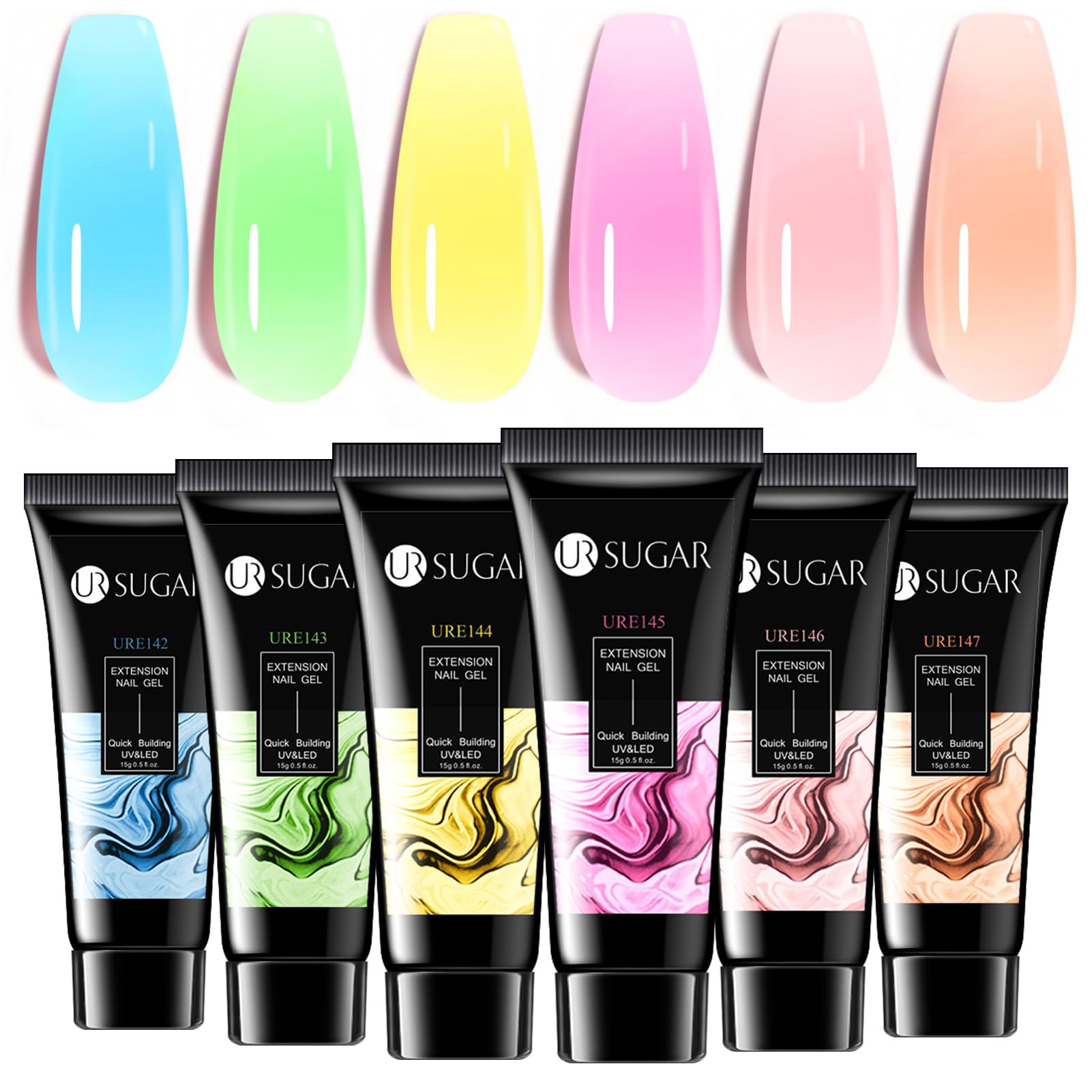 UR SUGAR Neon Extension Gel Set – 6 Colors for Quick, At-Home Nail Extensions