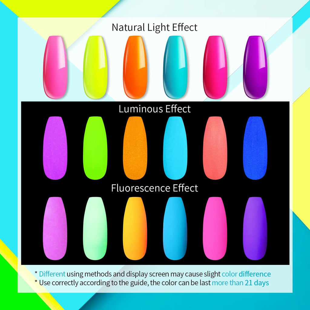 UR SUGAR Glow in the Dark Gel Nail Polish Set – 6 Neon Halloween Colors, Soak-Off