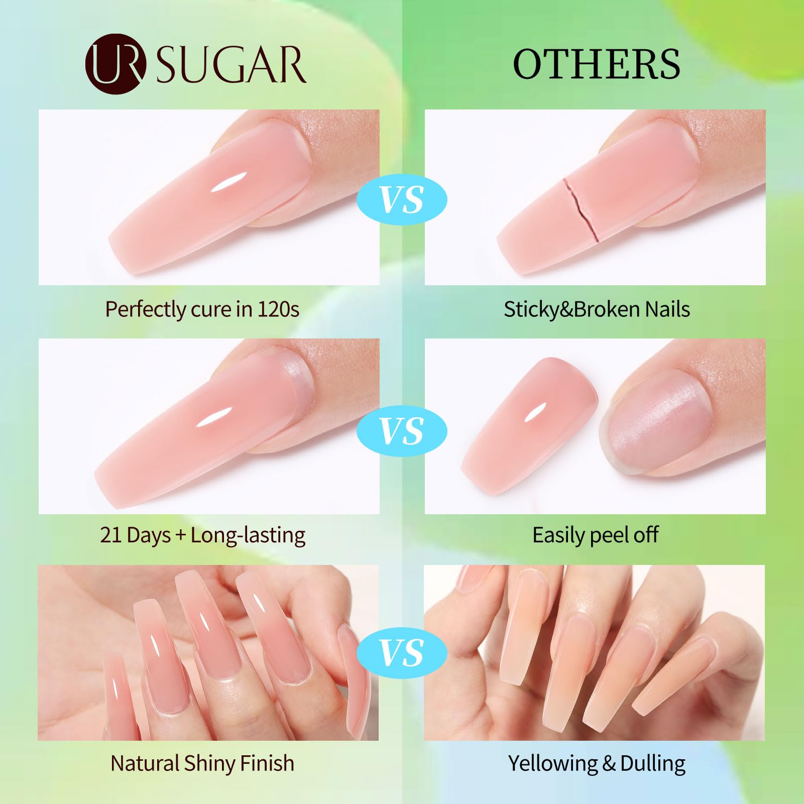 UR SUGAR Neon Extension Gel Set – 6 Colors for Quick, At-Home Nail Extensions
