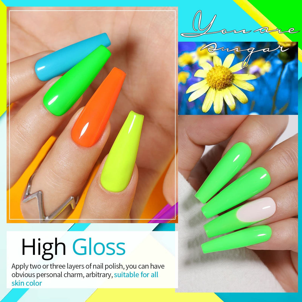 UR SUGAR Glow in the Dark Gel Nail Polish Set – 6 Neon Halloween Colors, Soak-Off