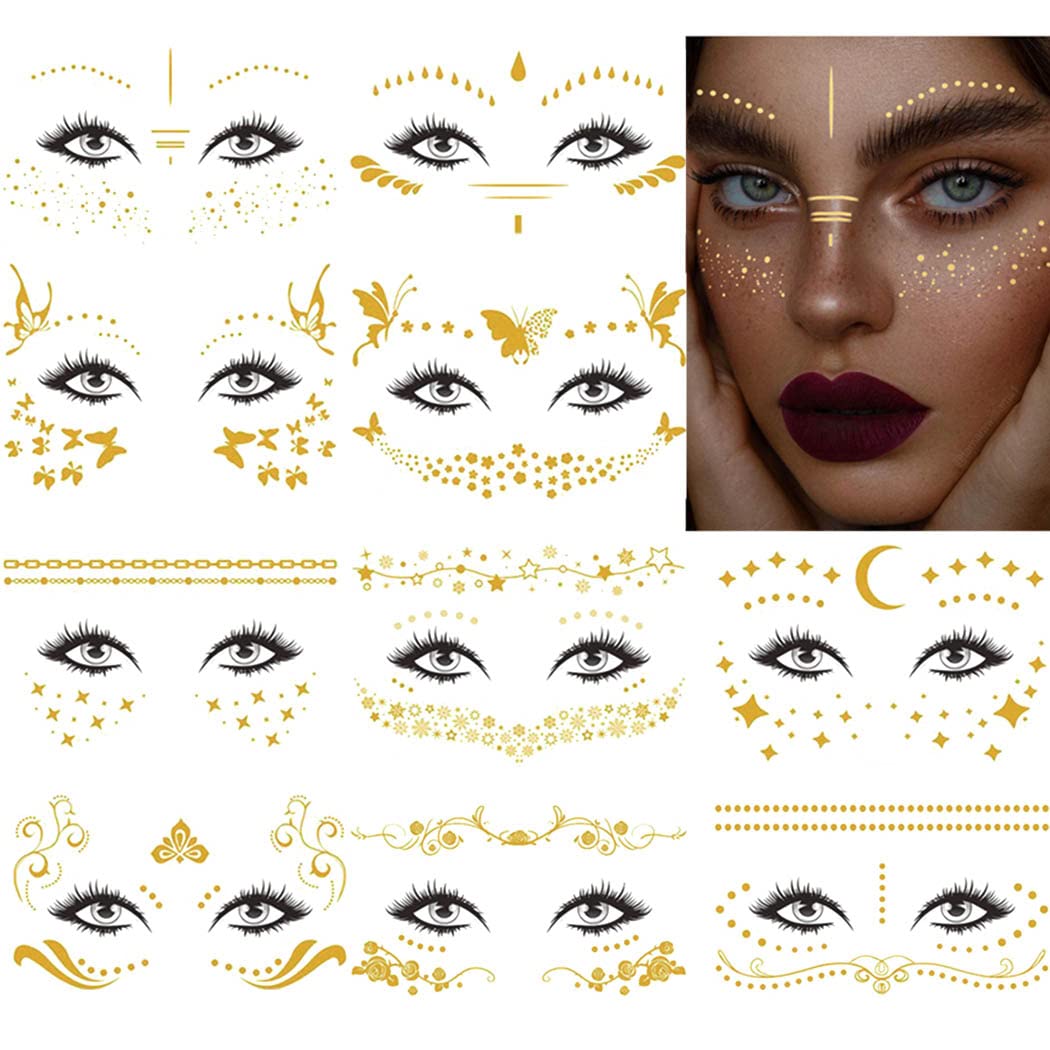 Uranian Gold Freckles Temporary Tattoos – Waterproof Face Stickers Set 1