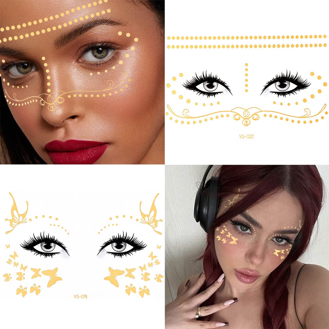 Uranian Gold Freckles Temporary Tattoos – Waterproof Face Stickers Set 1