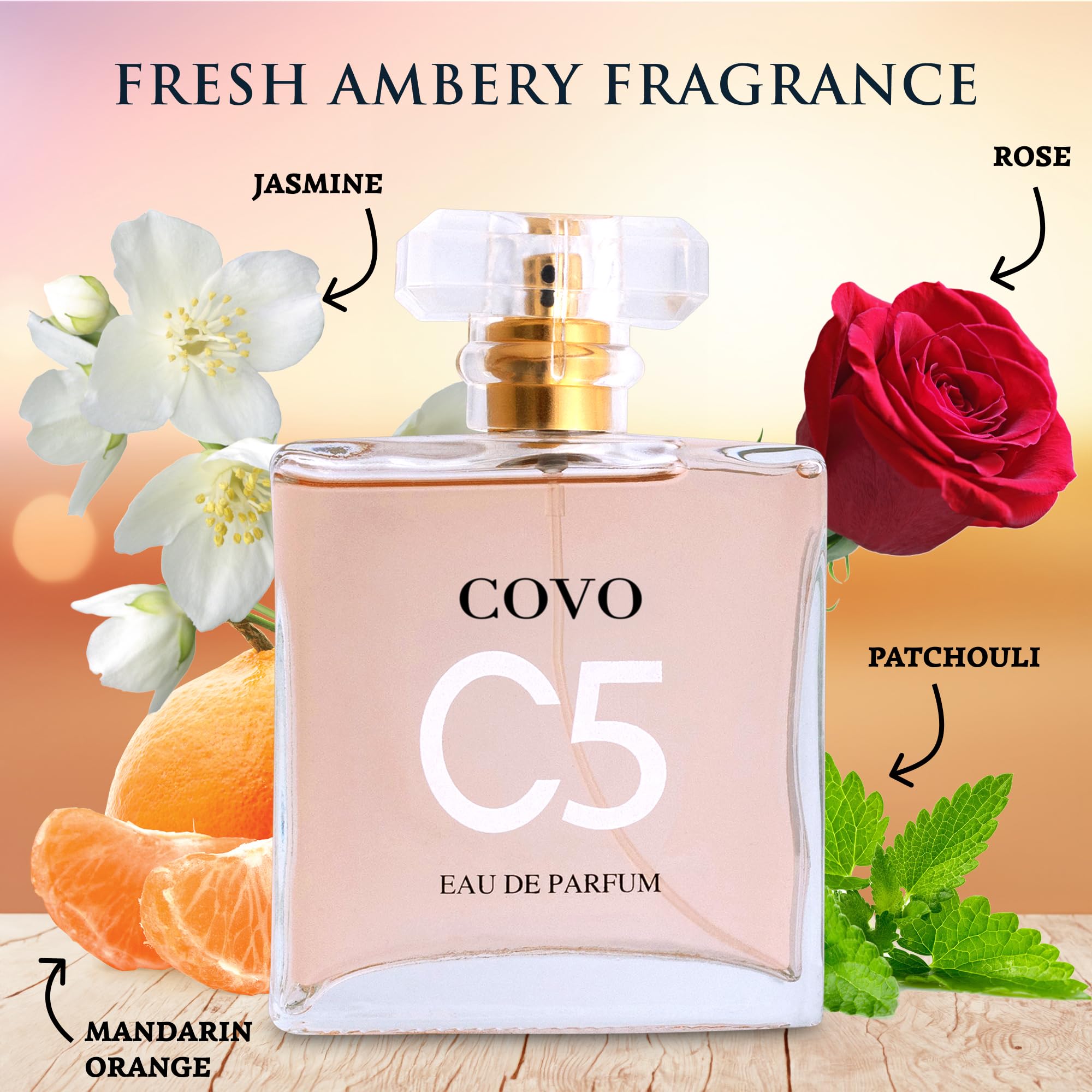 URBAN COLLECTION Covo C5 for Women – Eau de Parfum 3.4 oz | Jasmine & Rose