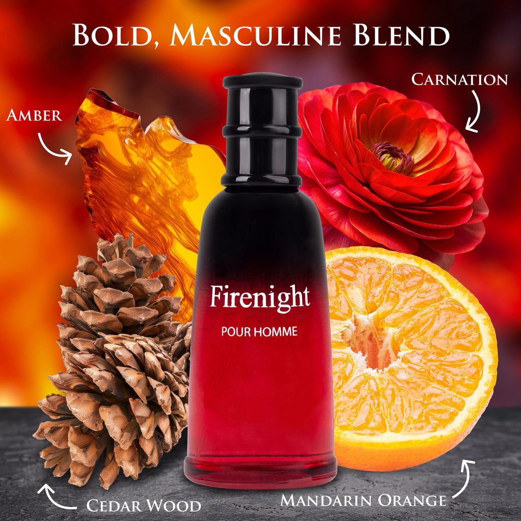 URBAN COLLECTION Firenight for Men Eau de Parfum – 3.4 oz / 100 ml – Citrus, Spice & Violet Notes